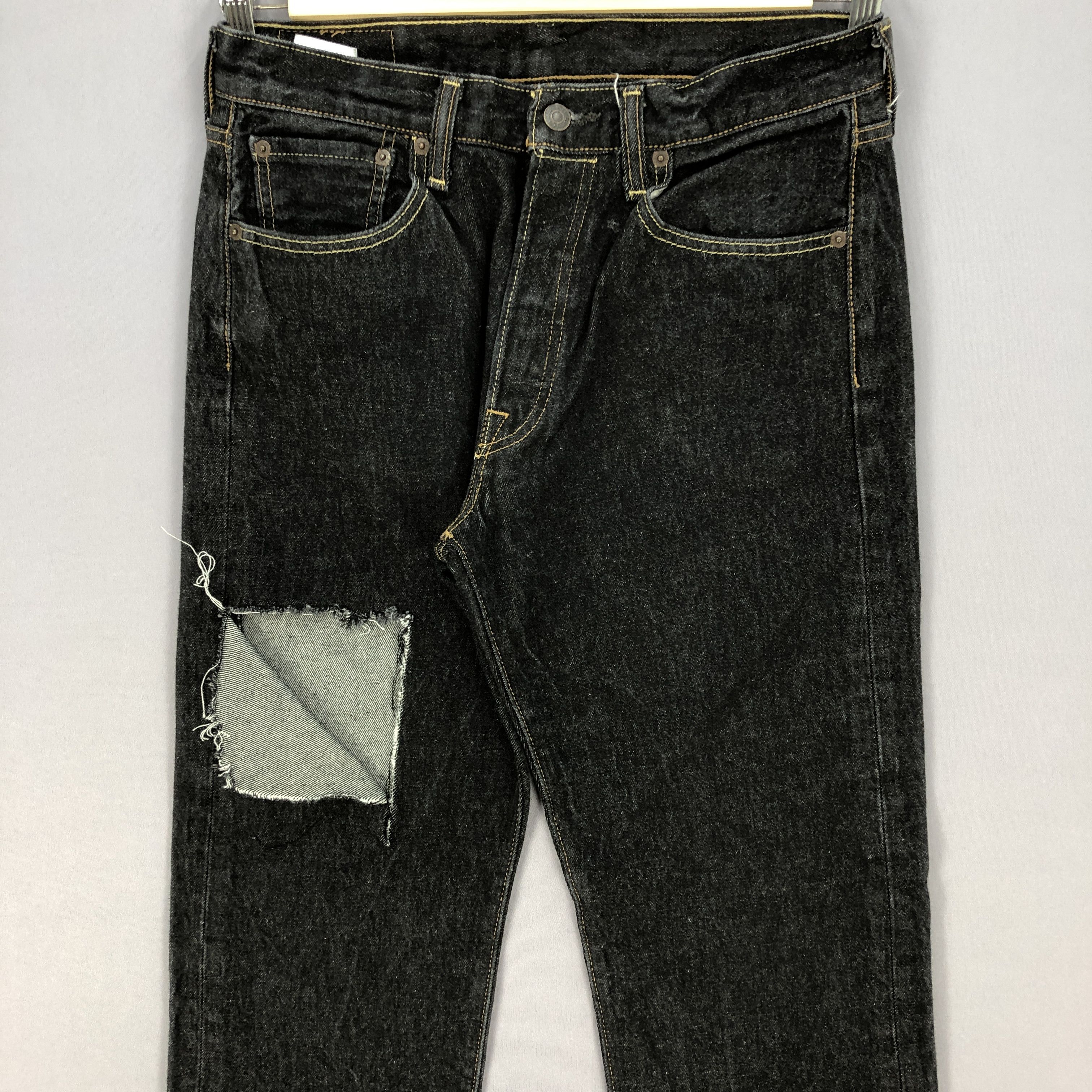 Levi's Vintage Y2K Levi's 501 Distressed Black Jeans Levis Denim Size US 30 / EU 46 - 3 Thumbnail