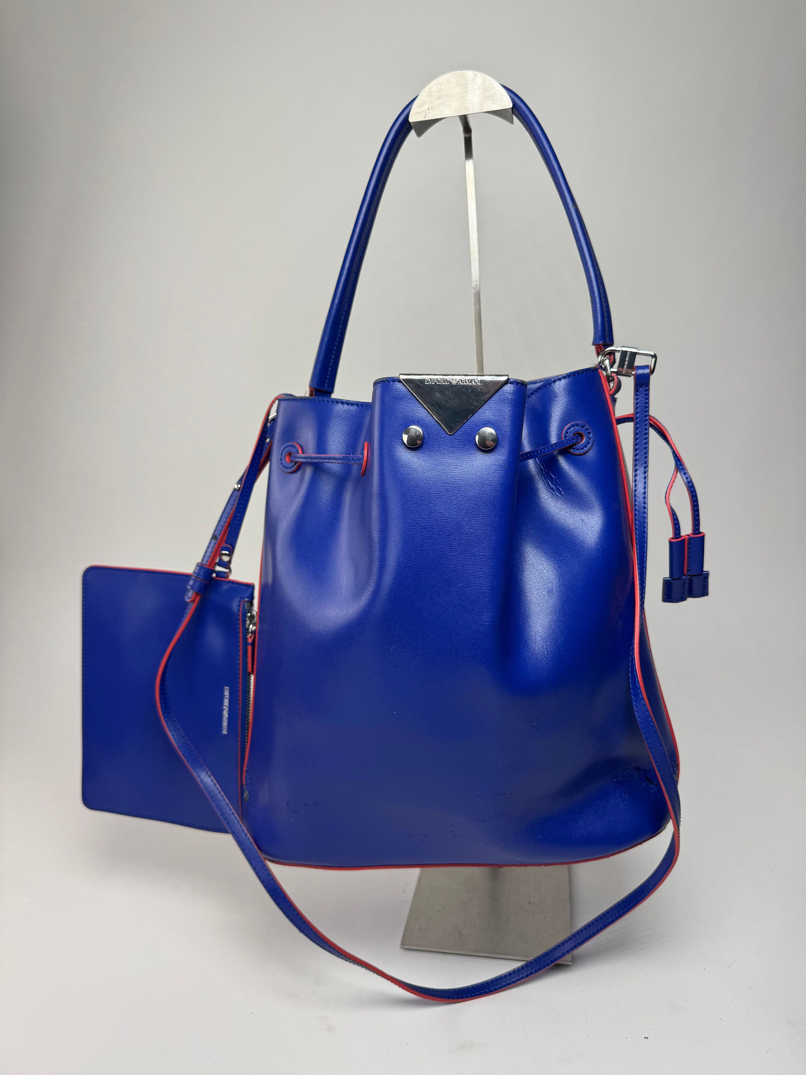 Emporio Armani Vintage 2Way Bucket Bag Blue Red Size ONE SIZE - 1 Thumbnail