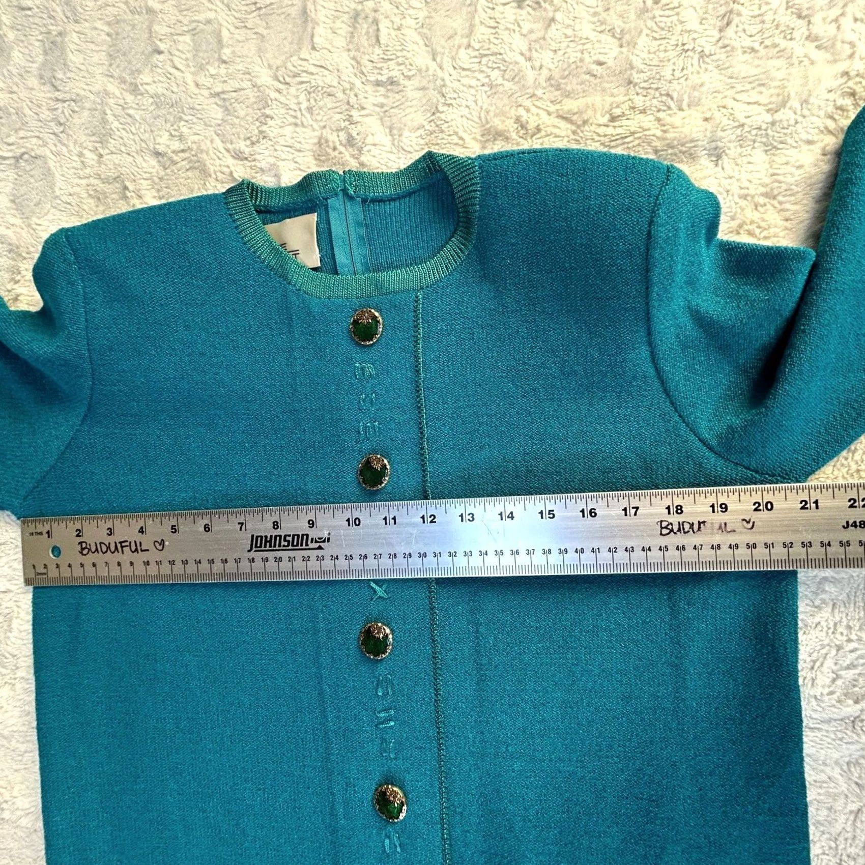 Vintage VINTAGE Steve Fabrikant Womens Medium Wool Blend Knit Sweater Dress Turquoise Size M / US 6-8 / IT 42-44 - 5 Thumbnail