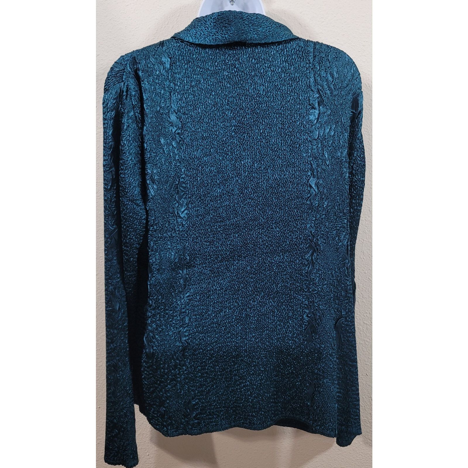 Chicos Chico's Traveler Striking Teal Crushed Short Jacket 2 L NWT Size L / US 10 / IT 46 - 2 Thumbnail
