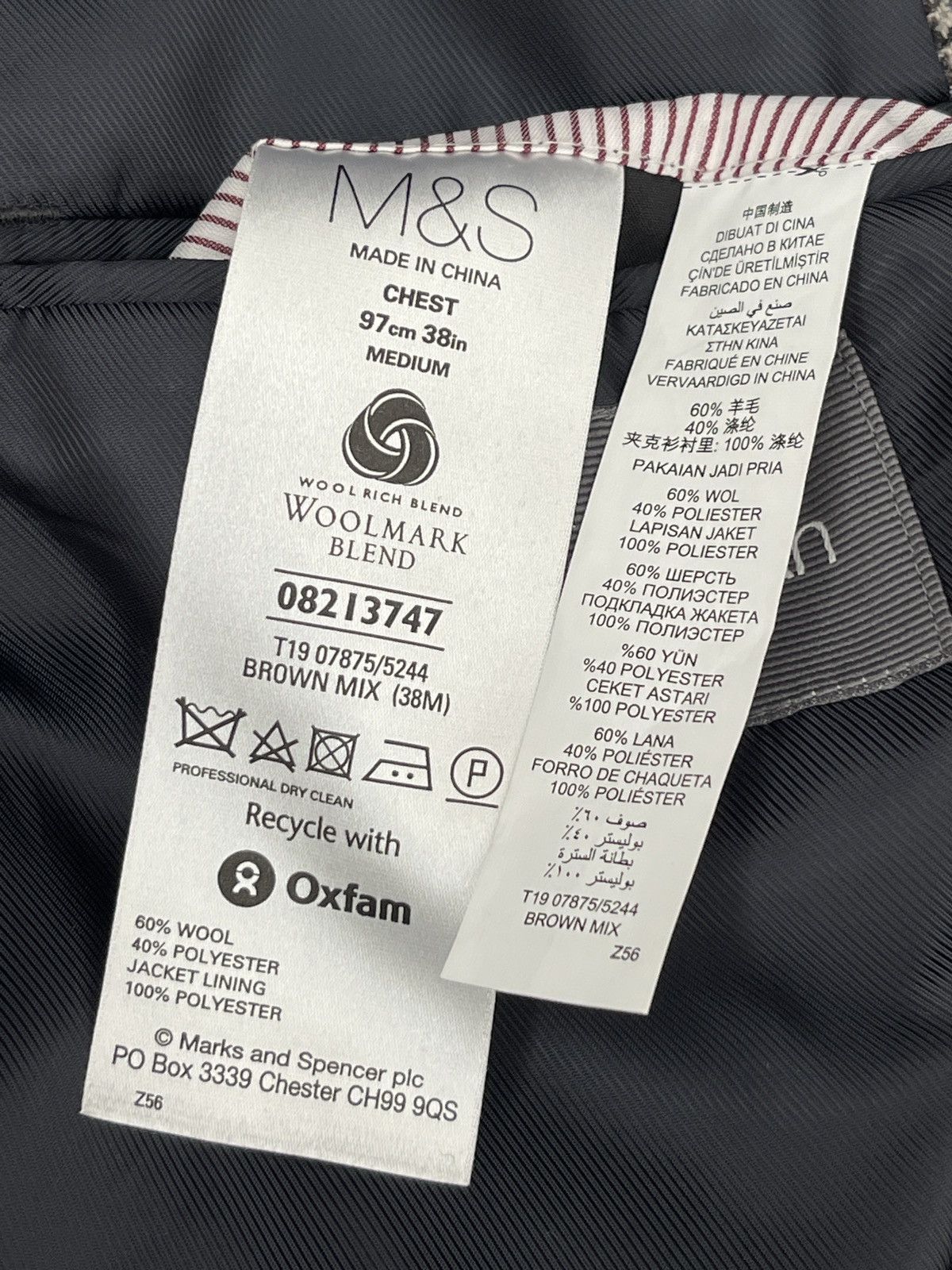 Marks & Spencer Marks & Spencer Wool Blazer Jacket Brown Mix Houndstooth 38R Size 38R - 7 Thumbnail