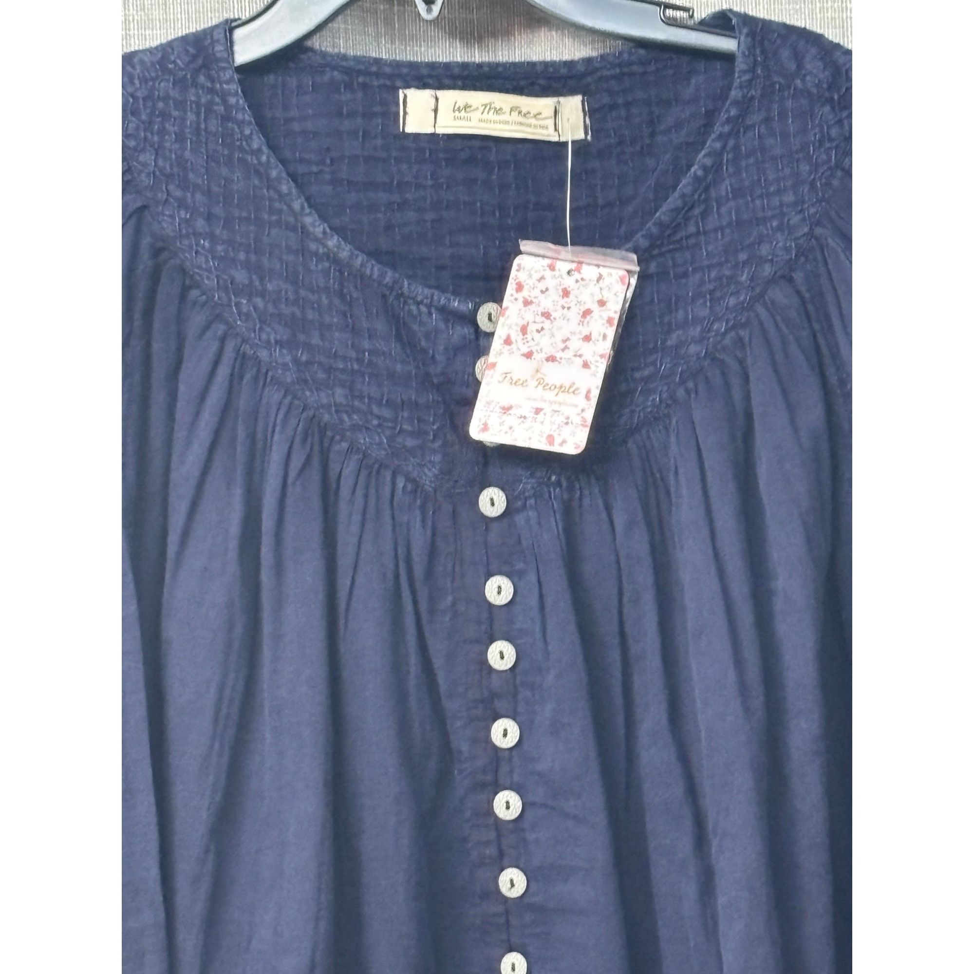 Free People Free People Cool Meadow Woven Cotton Top, Navy, Sz. S Size S / US 4 / IT 40 - 4 Thumbnail