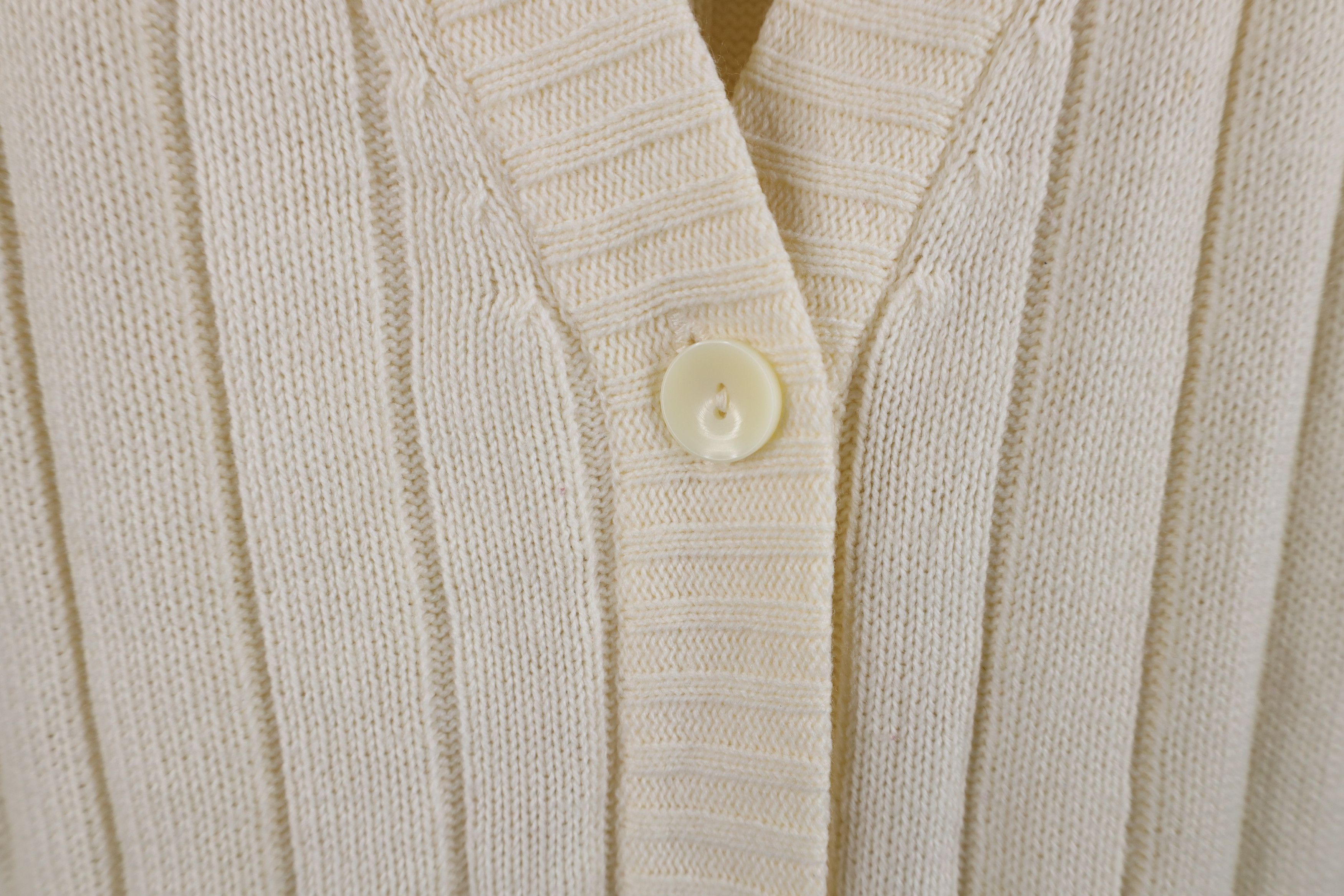 Vintage Vintage 70s Streetwear Ribbed Knit Cardigan Sweater Cream Size S / US 4 / IT 40 - 7 Thumbnail