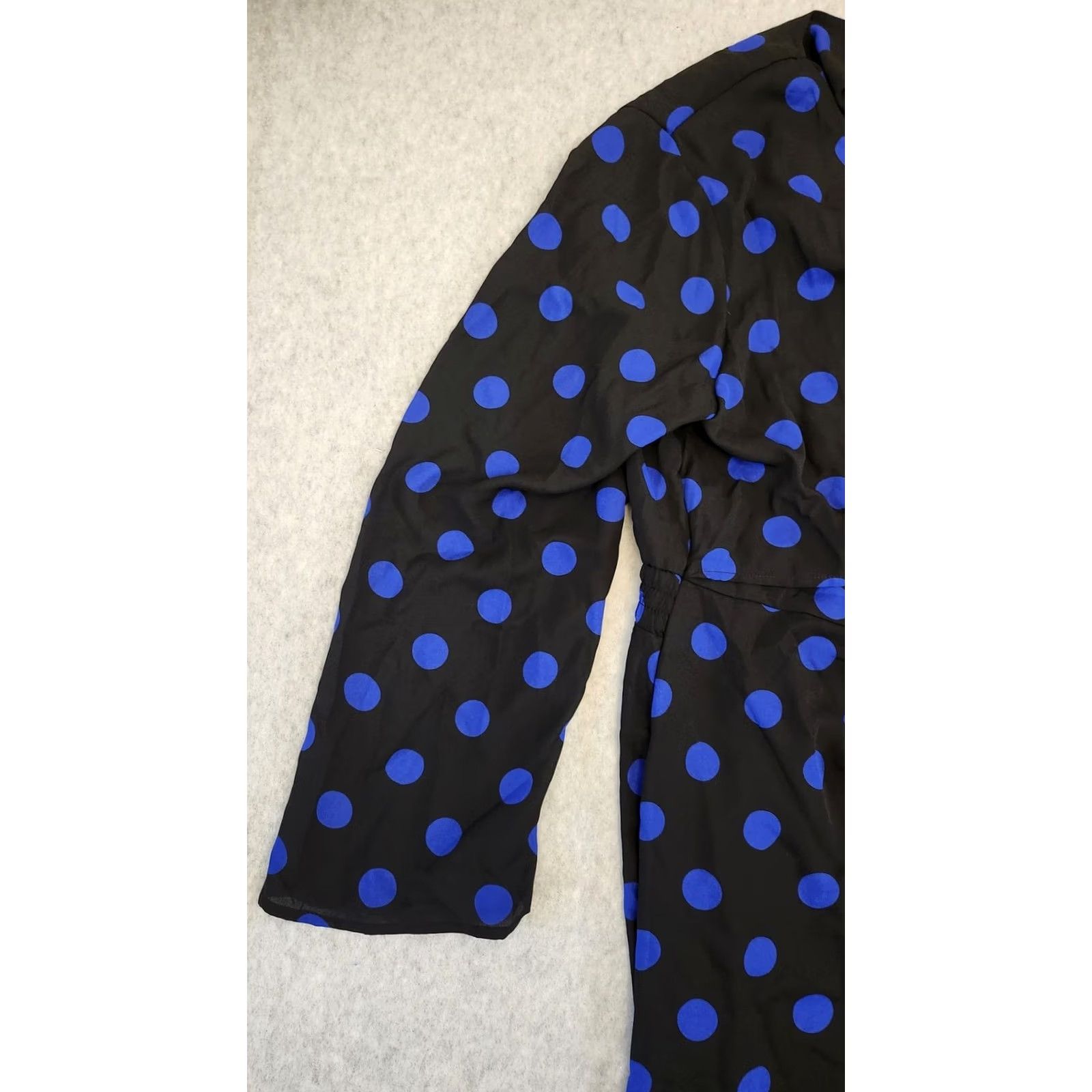 Vintage Emma & Michele Dress Womens XL Black Blue Polka Dot Wrap Long Sleeve Style Size XL / US 12-14 / IT 48-50 - 2 Thumbnail