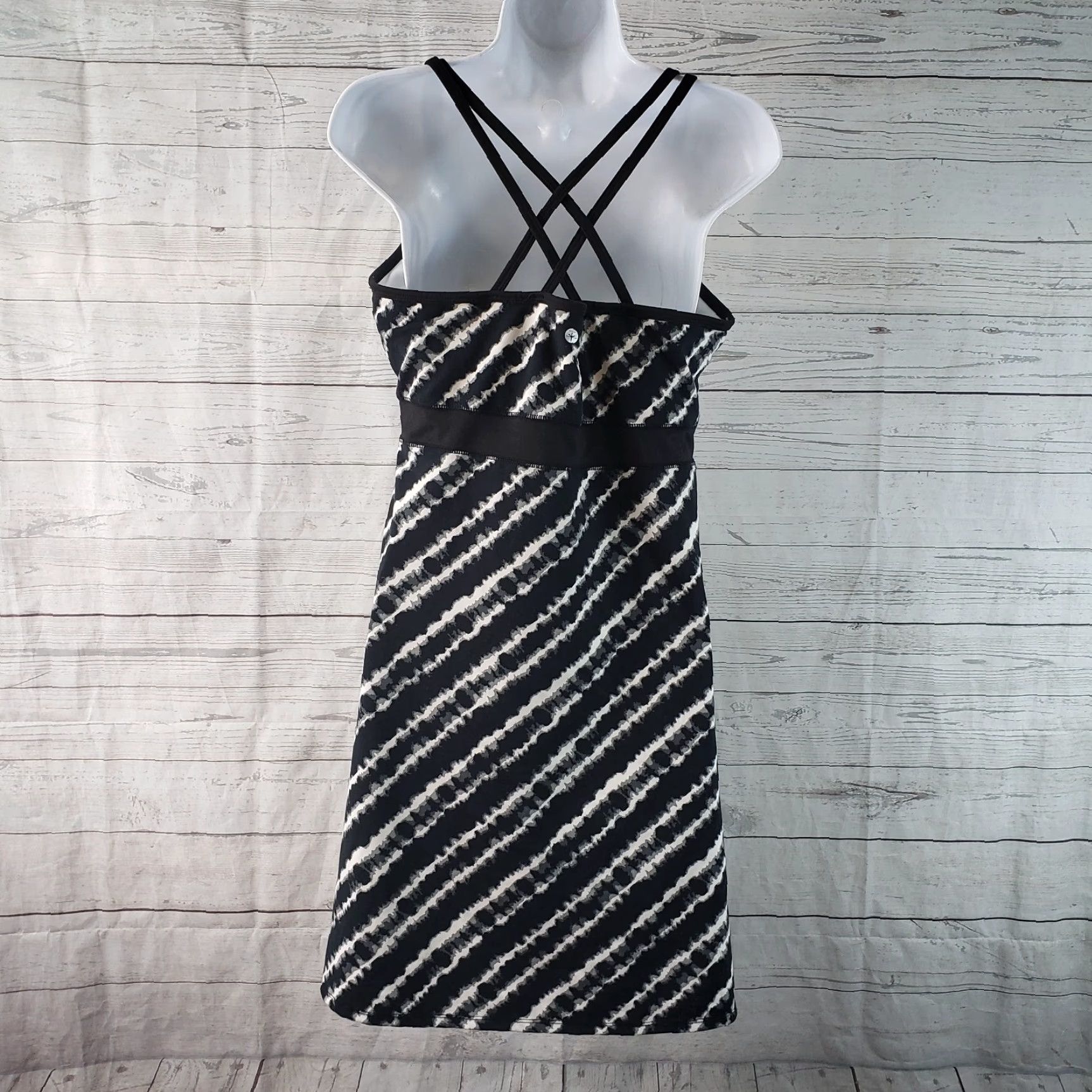 Vintage Soybu Womens Athletic Dress Sz Large Black Gray Stripes Shelf Bra Size L / US 10 / IT 46 - 4 Thumbnail