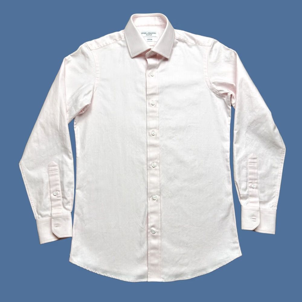 Pinko Spier & Mackay Dress Shirt Oxford Cotton Button Down 16-35 Pink Herringbone Long Sleeve 100% Cotton Mens Regular Size 16 Neck 16 in Size US L / EU 52-54 / 3 - 1 Thumbnail