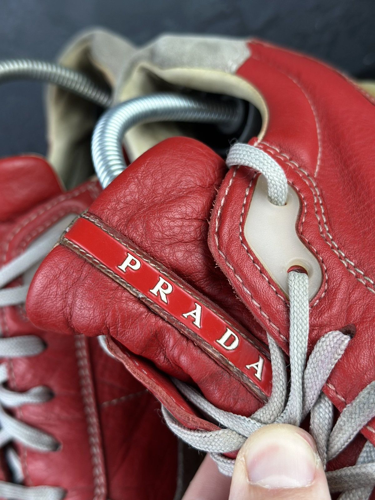 Prada × Vintage Vintage Prada Red Leather/Suede Sneakers Men’s Size US 8 / EU 41 - 3 Thumbnail