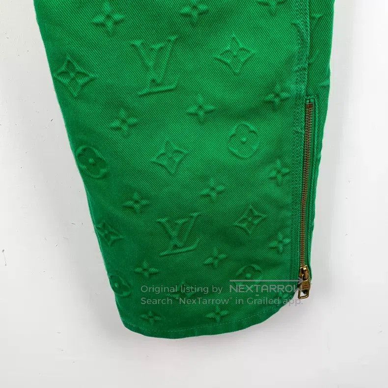 Louis Vuitton Louis Vuitton Green leather logo full print straight leg p Size US 30 / EU 46 - 4 Thumbnail