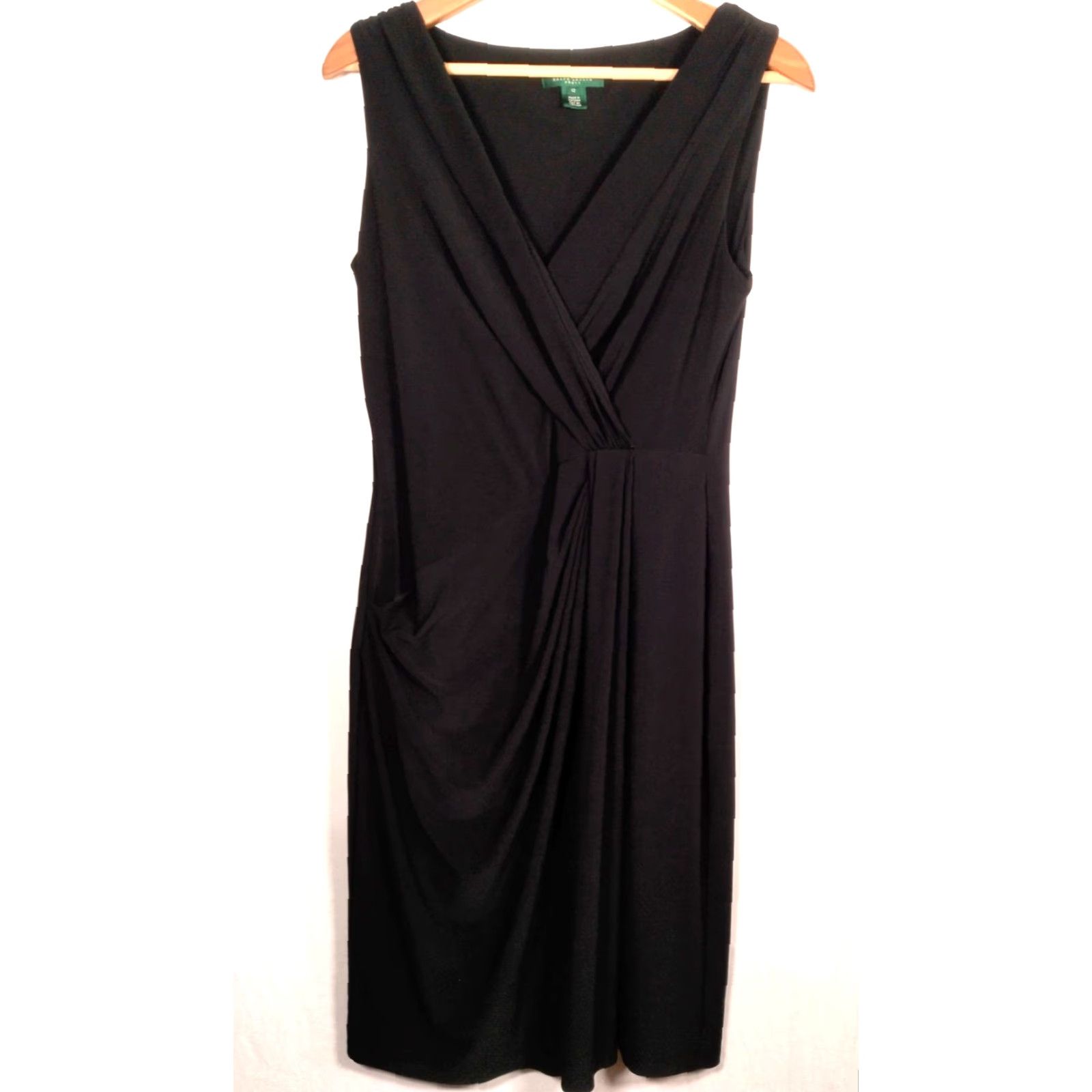 Ralph Lauren Lauren Ralph Lauren Dress Black Size 12 Faux Wrap Stretch Sleeveless Lined LBD Women Size XL / US 12-14 / IT 48-50 - 2 Thumbnail