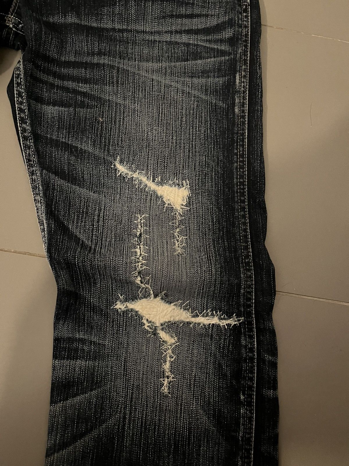 Japanese Brand vintage faded japanese denim distressed and repaired jeans Size US 30 / EU 46 - 8 Thumbnail