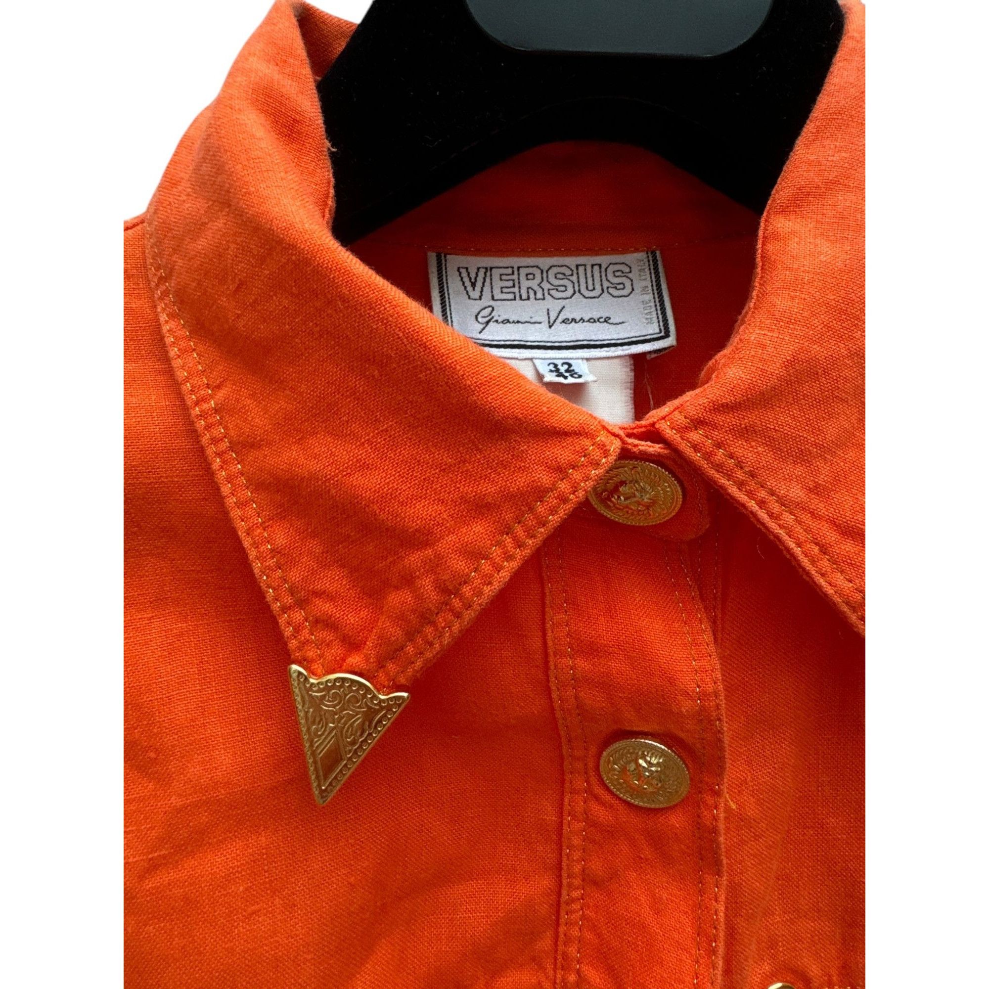 Versace Vintage Versus Red Cotton Shirt Size M / US 6-8 / IT 42-44 - 4 Thumbnail