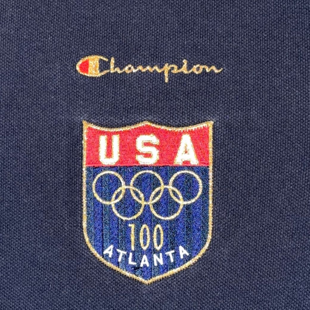 Champion VINTAGE Champion Atlanta USA 90s Polo Shirt Mens Blue Large Casual Shirt Size US L / EU 52-54 / 3 - 5 Thumbnail