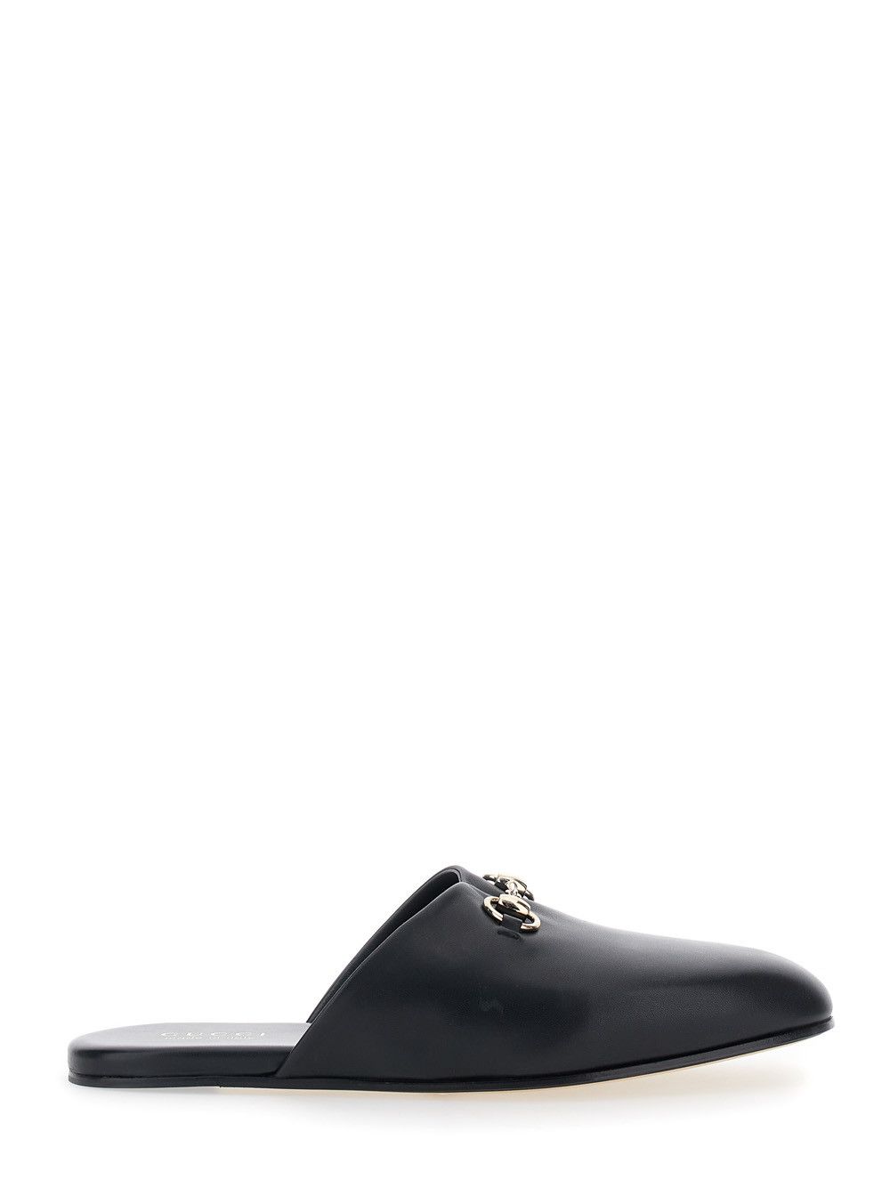 Black Mule with Horsebit on the Front in Smooth Leather Man