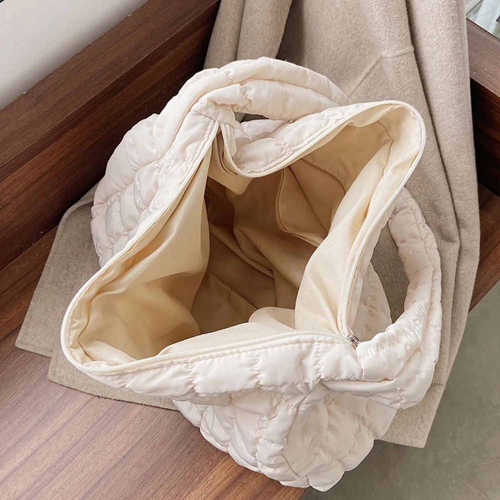 Japanese Brand × Vintage Quilted puffer cream shoulder tote bag Size ONE SIZE - 5 Thumbnail