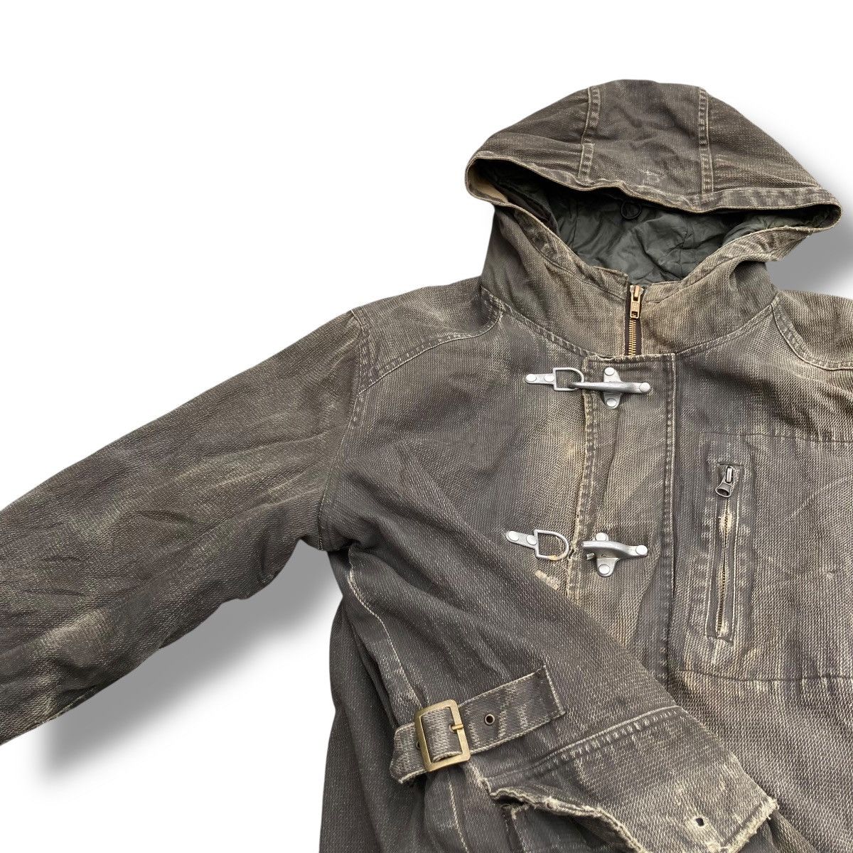 Le Grande Bleu (L.G.B.) 🇯🇵 ALL THE WAY WASHED DENIM DISTRESSED DESTROYED PARKA JACKET Size US M / EU 48-50 / 2 - 8 Thumbnail
