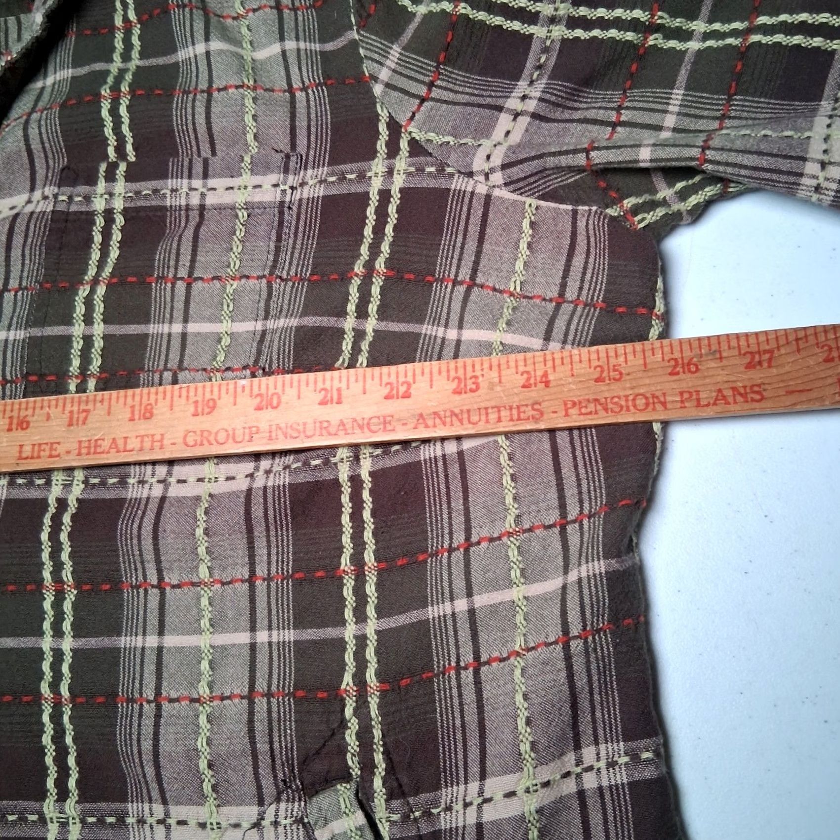 Vintage VINTAGE Dressbarn Blouse Women Plus Size 22/24 Green Plaid V-Neck 3/4 Sleeve Pocket Lagenlook Quilted Pullover Top Ladies Size 3XL / US 20-22 - 7 Thumbnail