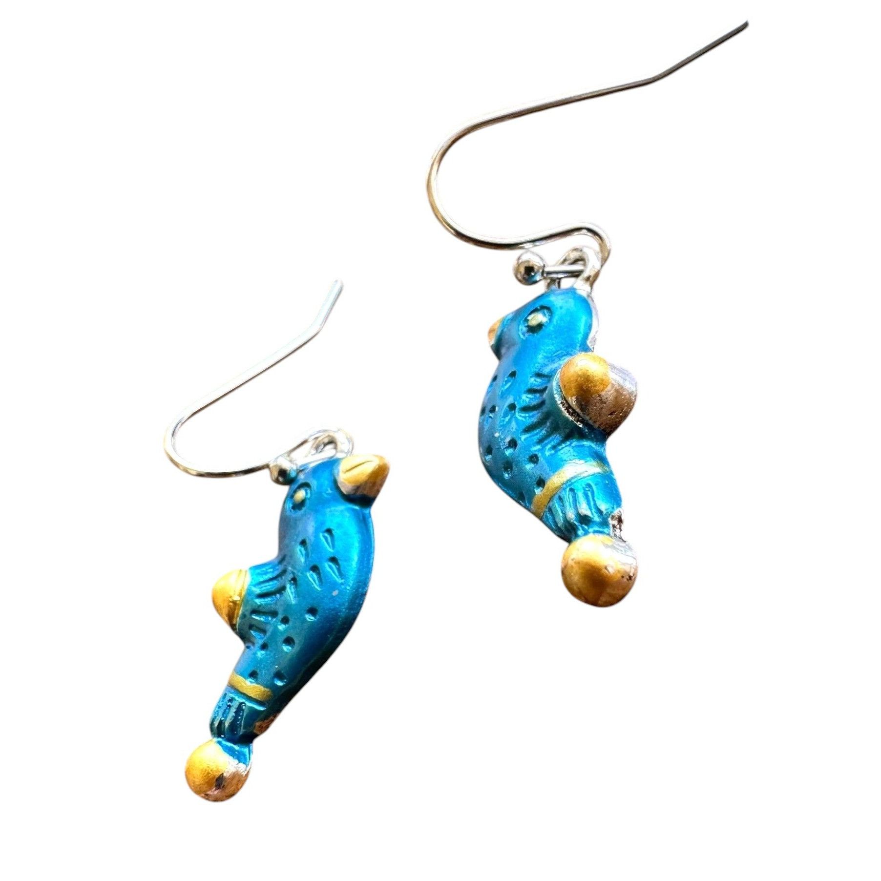 Handmade Bluebird Earrings New Painted Metal Dangle Hooks Bird Watche Size ONE SIZE - 6 Thumbnail