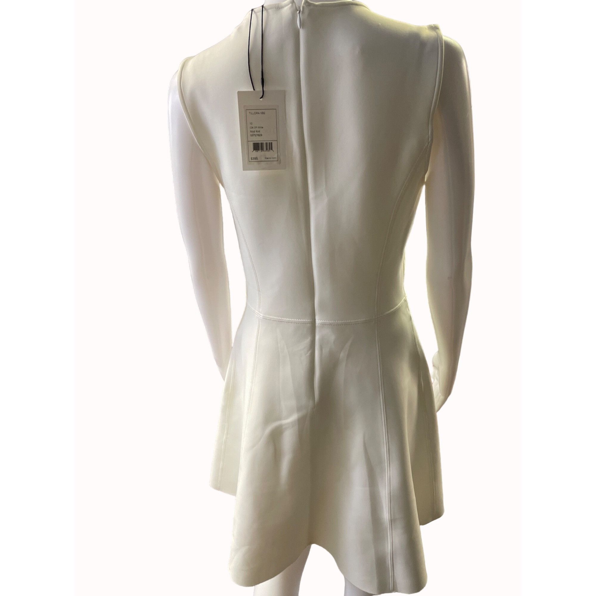 Theory Theory Women's White Sleeveless Dress Fit & Flare Mini Size Size L / US 10 / IT 46 - 3 Thumbnail