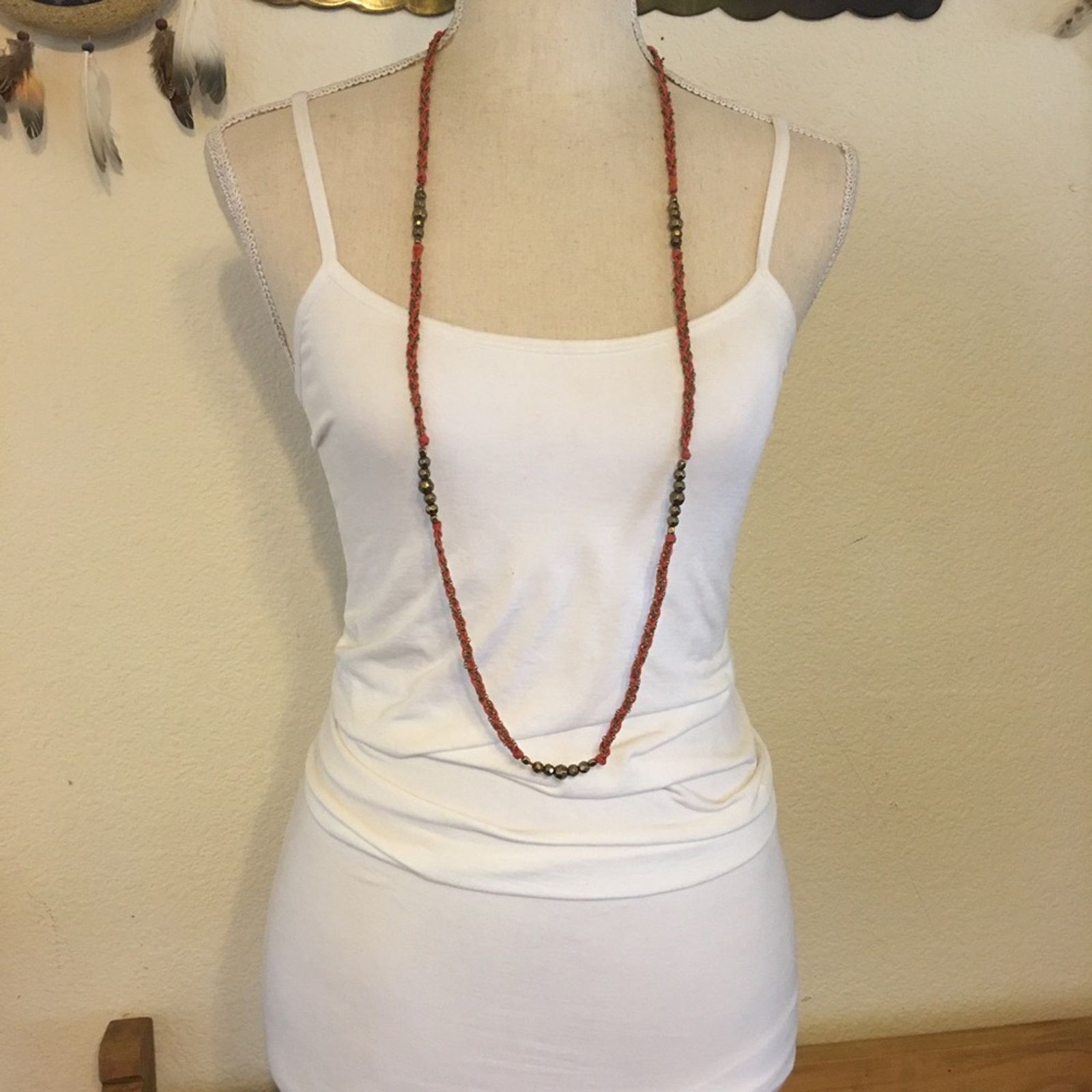 Jewelry Coral tone braided cord and chain necklace Size ONE SIZE - 4 Thumbnail