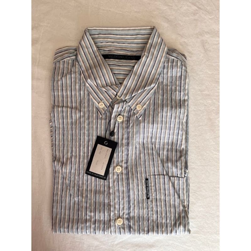 Valentino Vintage 80s New Valentino Jeans Shirt Stripe Seersucker Size US XL / EU 56 / 4 - 3 Thumbnail