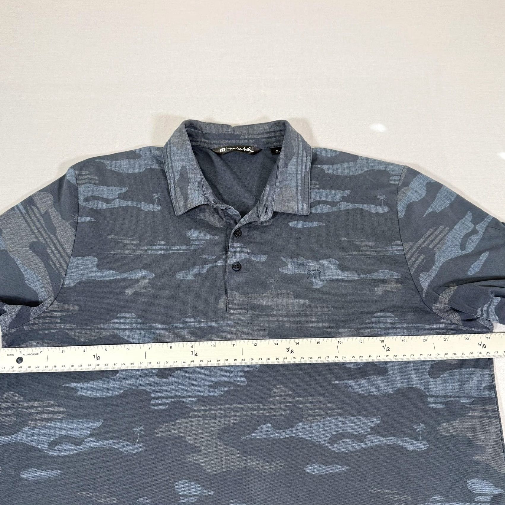 TravisMathew Travis Mathew Polo Shirt Mens XL Gray Blue Camouflage Golf Performance Athletic Short Sleeve Collared Logo Size US XL / EU 56 / 4 - 4 Thumbnail