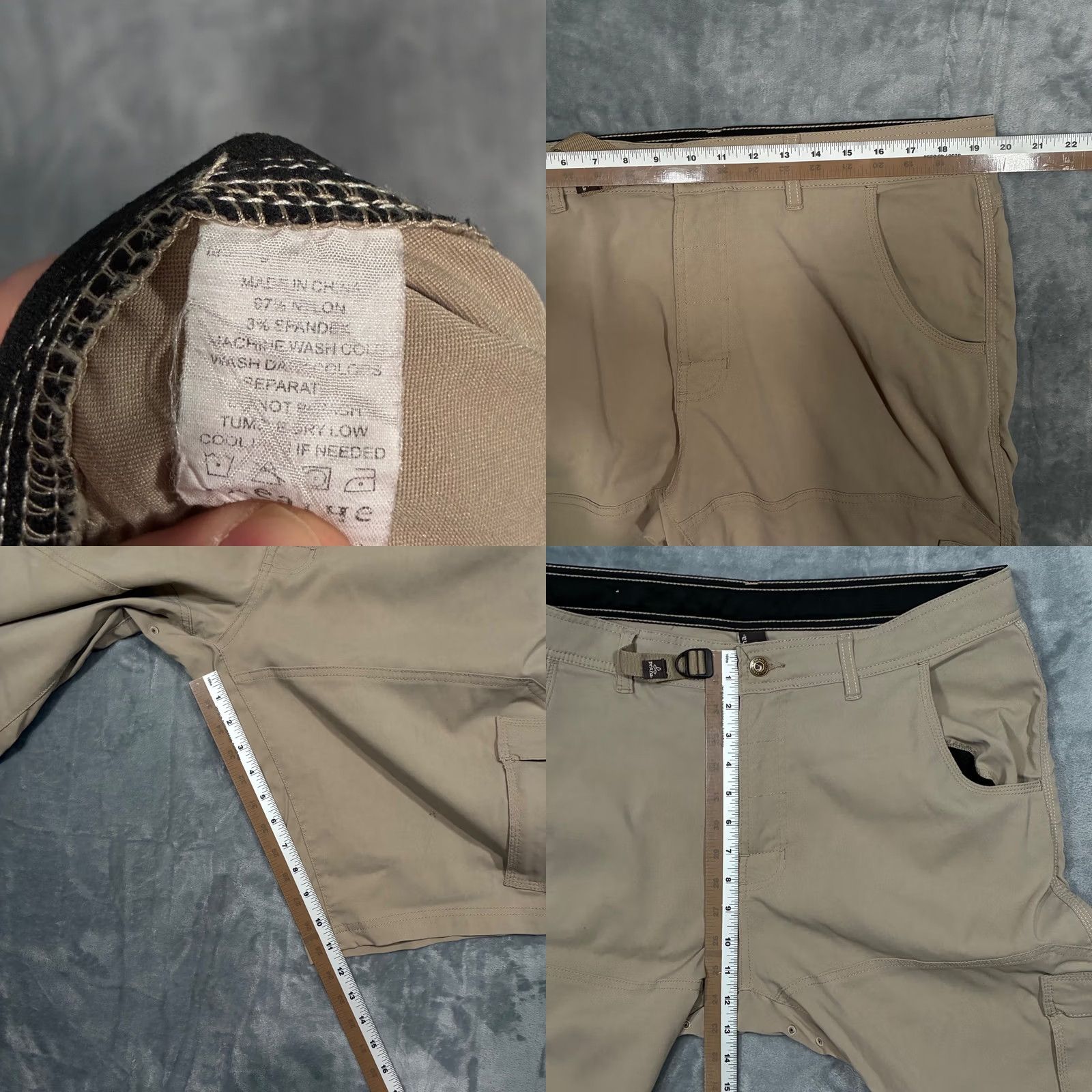 Prana prAna Shorts Mens XL Beige Zion Khaki Cargo Built Belt Outdoor Adventure Men Size US 36 / EU 52 - 8 Thumbnail