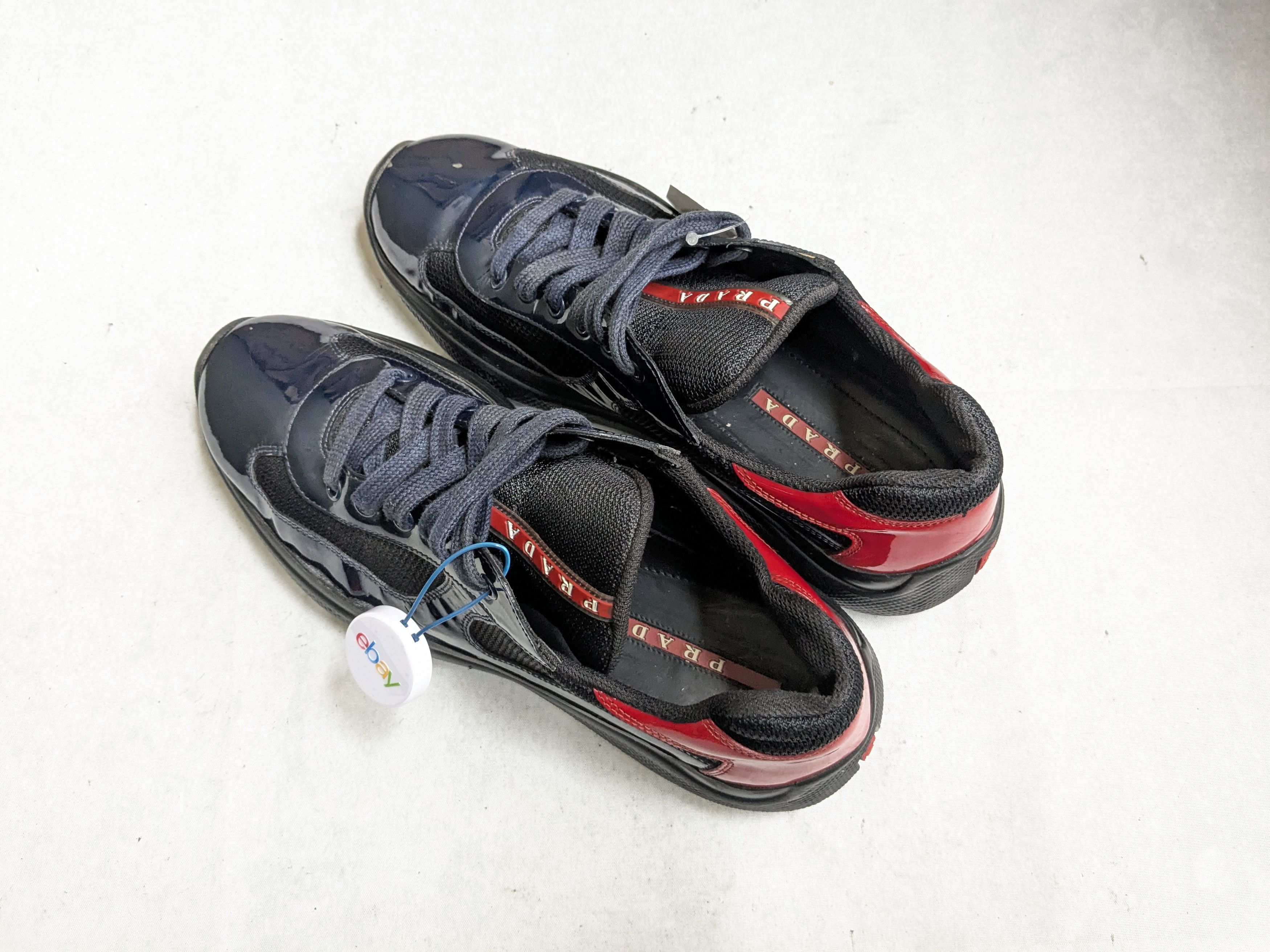 Prada Prada America's Cup Sneakers Navy Blue Patent Leather 9.5 Size US 9.5 / EU 42-43 - 14 Thumbnail