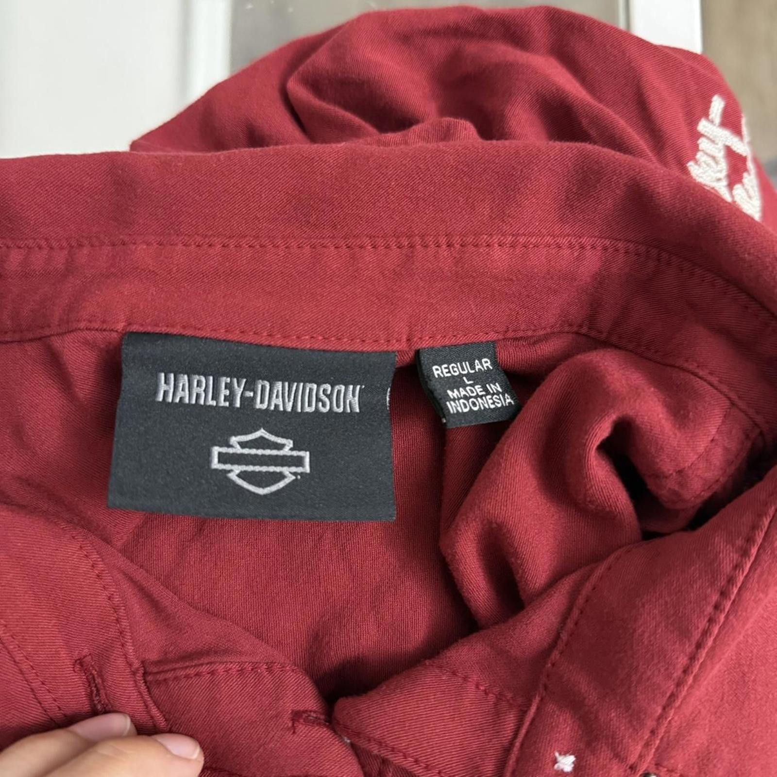 Harley Davidson Burgundy Vintage Biker Harley Davidson Embroidered Birds Size US L / EU 52-54 / 3 - 6 Thumbnail