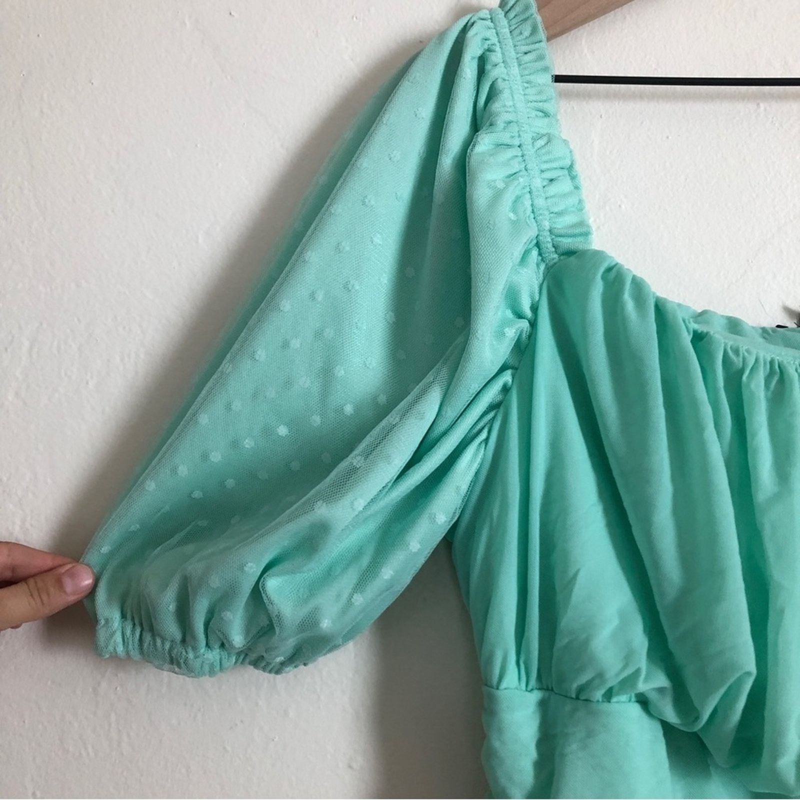 Other Fashion Nova Turquoise Ruffle Bodysuit One Piece Top Size XL / US 12-14 / IT 48-50 - 2 Thumbnail