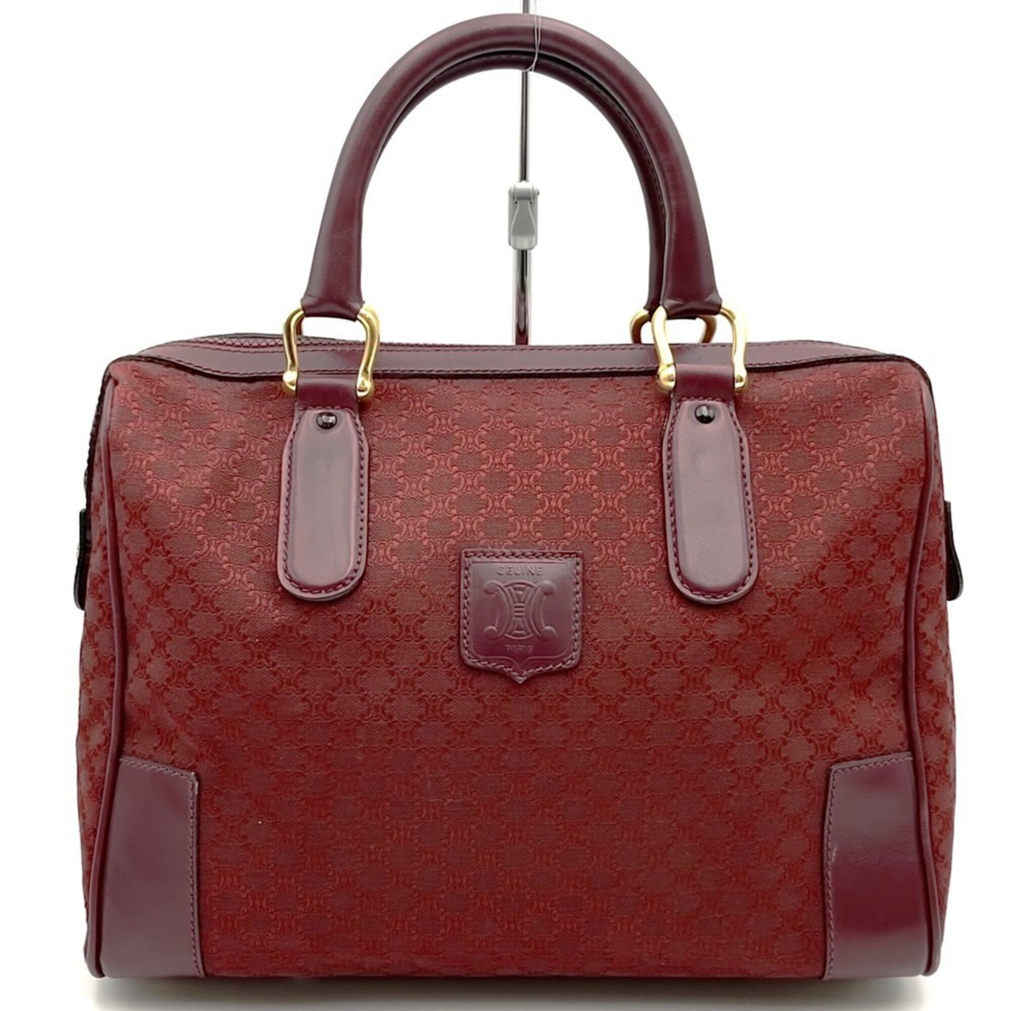 Celine CELINE Boston bag/handbag, Macadam canvas, red/burgundy, vintage style, women's. Size ONE SIZE - 1 Thumbnail