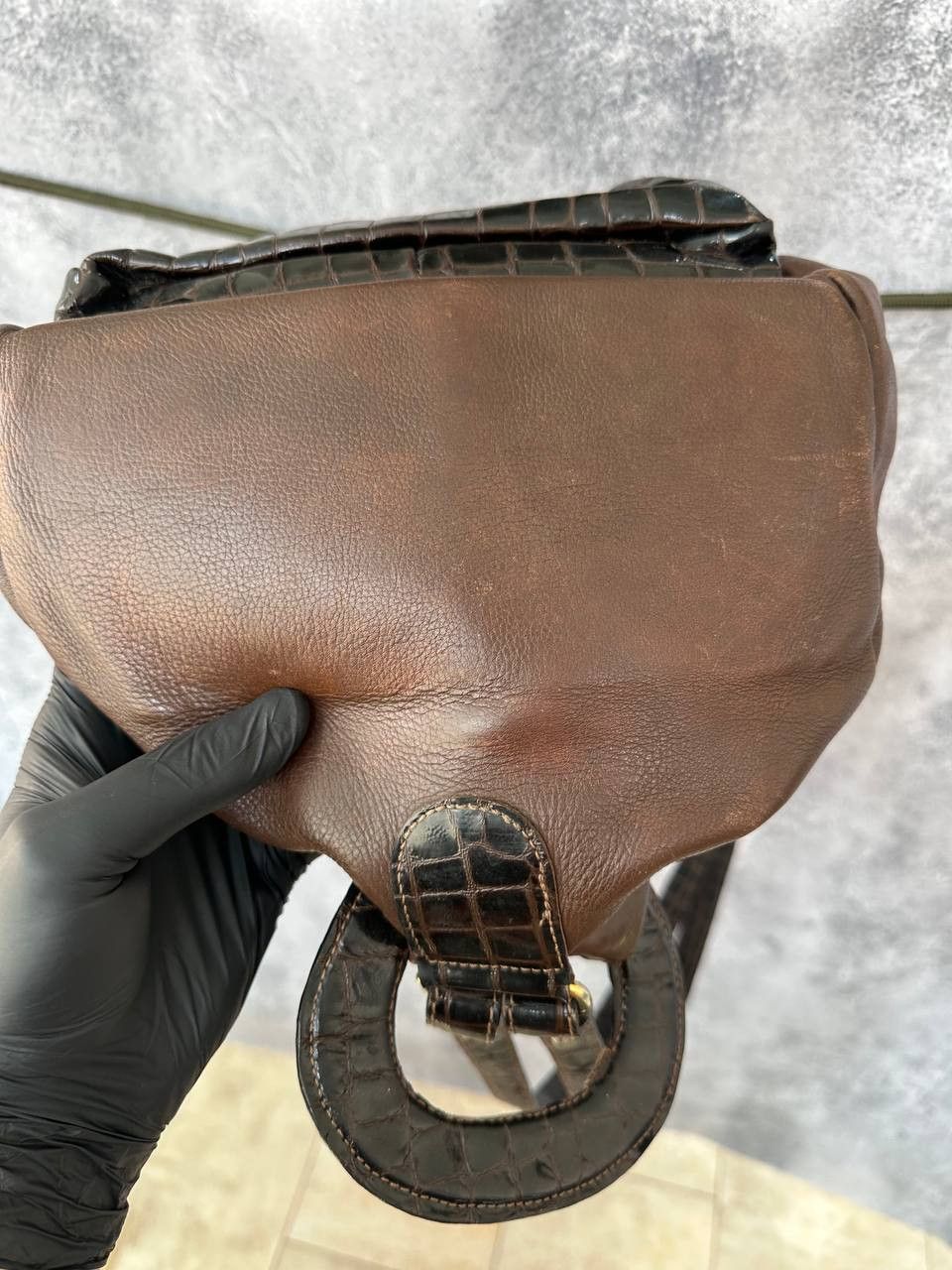Leather × Russell & Bromley × Vintage Russell & Bromley Vintage Leather Sling Bag Croc Embossed Size ONE SIZE - 10 Thumbnail