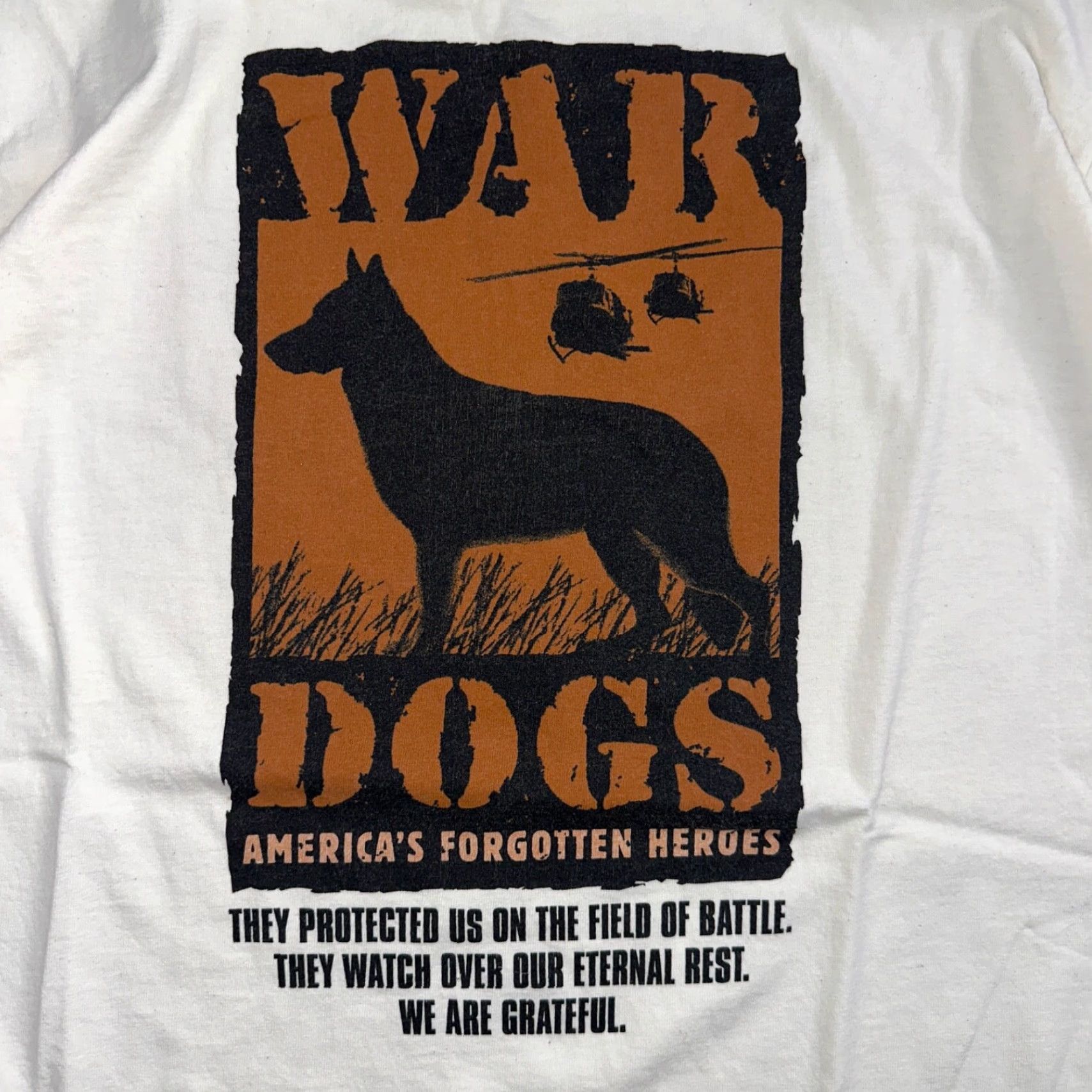 Anvil VINTAGE Anvil War Dogs Graphic T-Shirt 90s Large White Crew Neck Mens Size US L / EU 52-54 / 3 - 2 Thumbnail