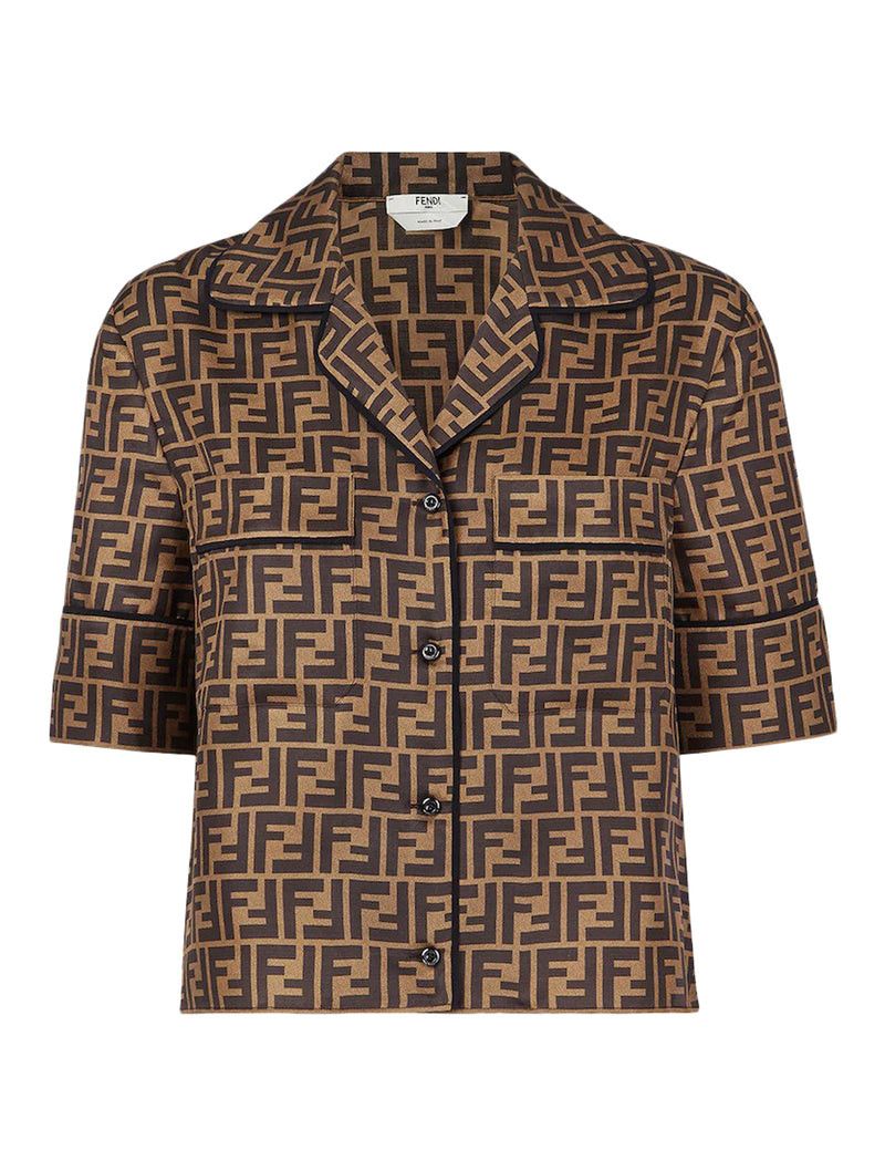 image of Fendi Brown Silk Pajamas, Women's (Size XS)