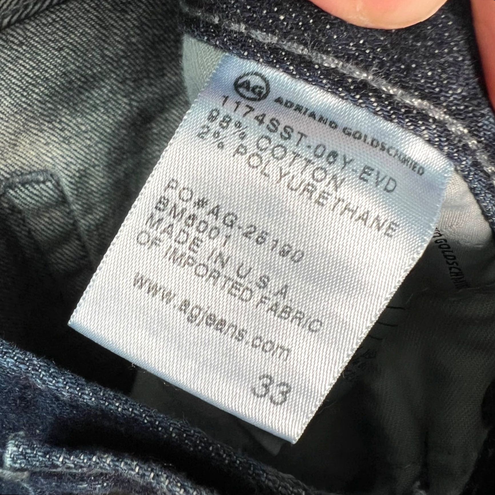Denime AG Adriano Goldschmied The Graduate Tailored Leg Denim Jeans 33 Dark Wash Blue Mens Straight 5-Pocket Size US 33 - 4 Thumbnail