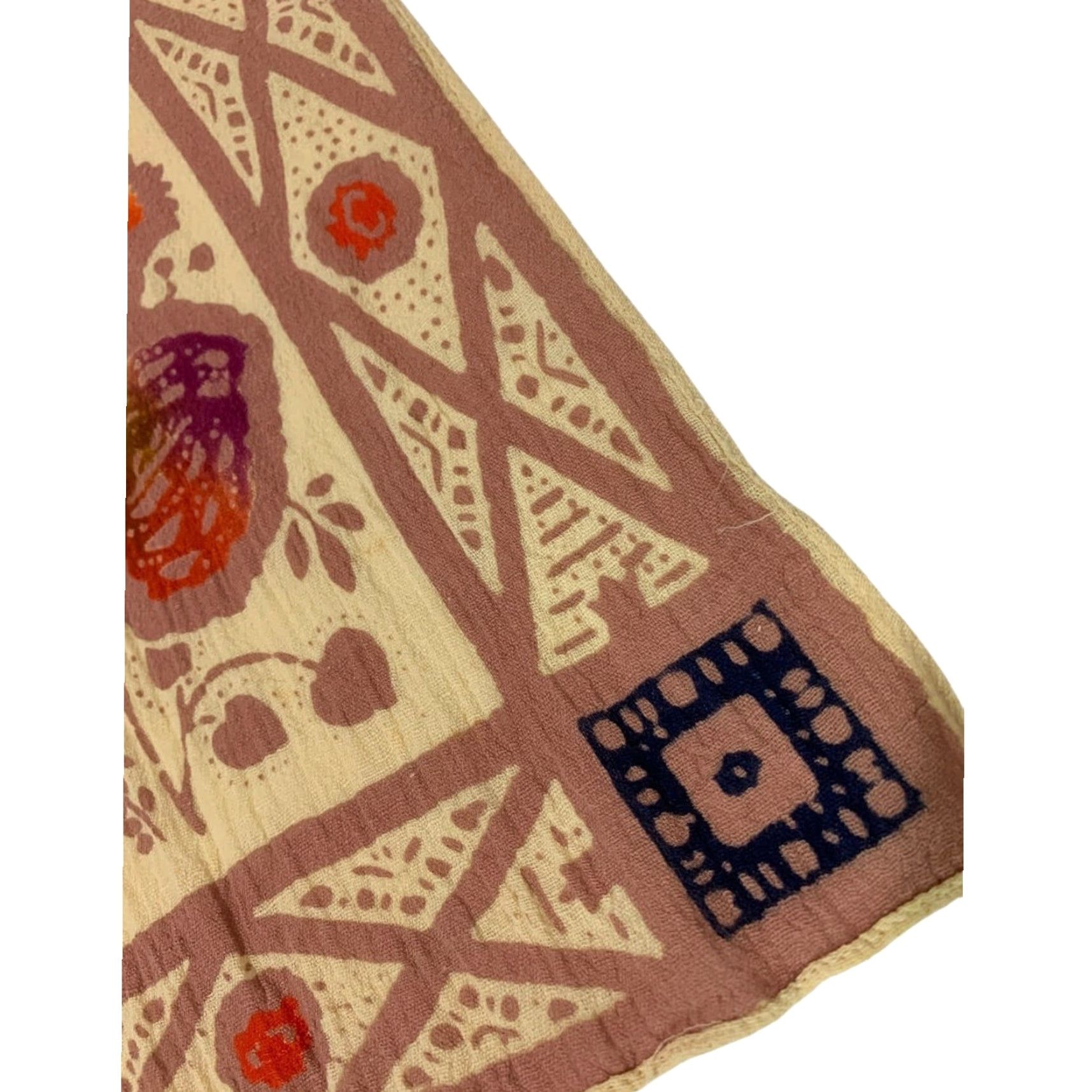 Vintage VINTAGE Linen Blend Boho Scarf Leaf Print 40 x 10 Inch Size ONE SIZE - 6 Thumbnail