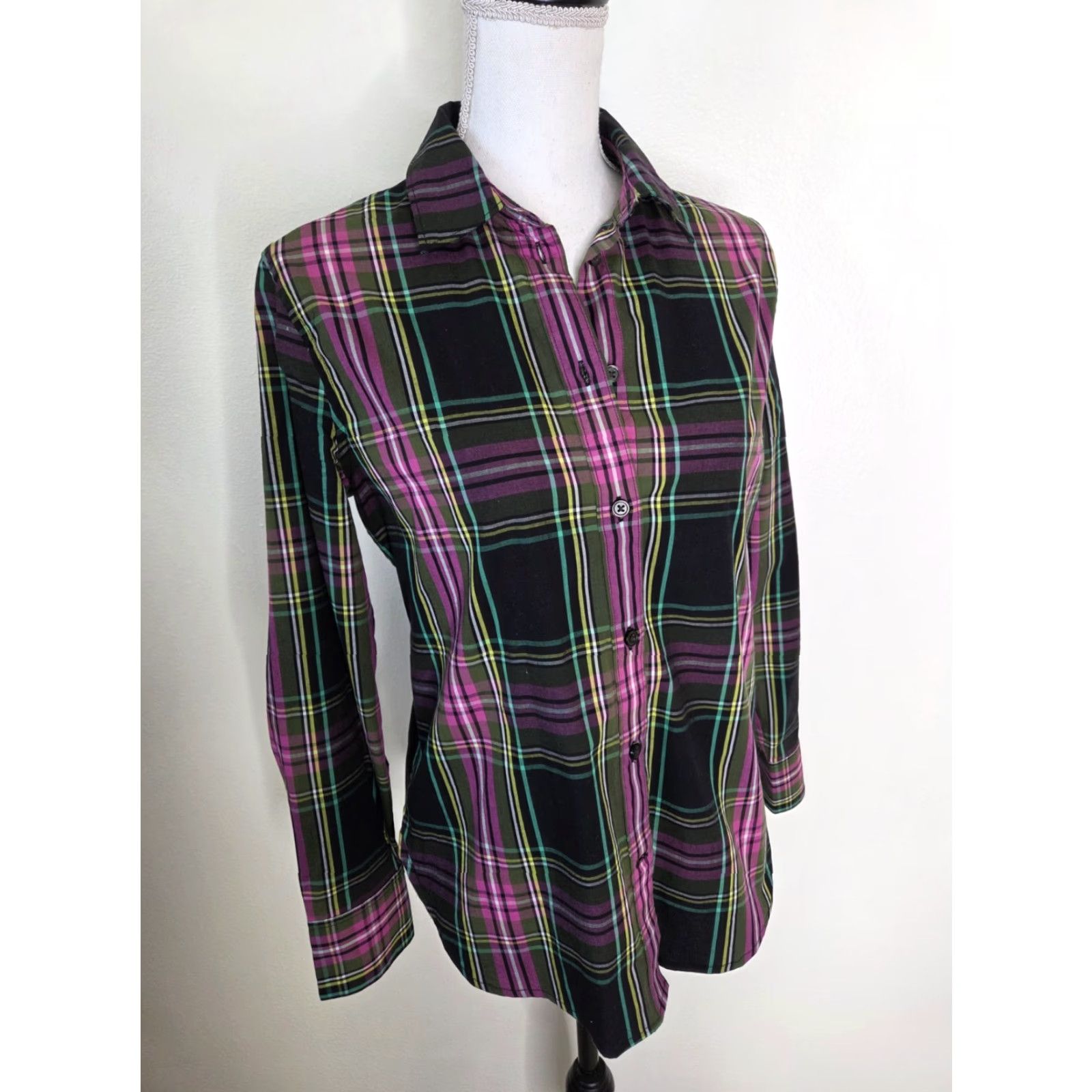 J.Crew J.Crew Slim-fit Shirt Womens Small 4 Pink Stewart Plaid Multicolor Long Sleeve Button-Up Collared Womens Shirt Size S / US 4 / IT 40 - 3 Thumbnail