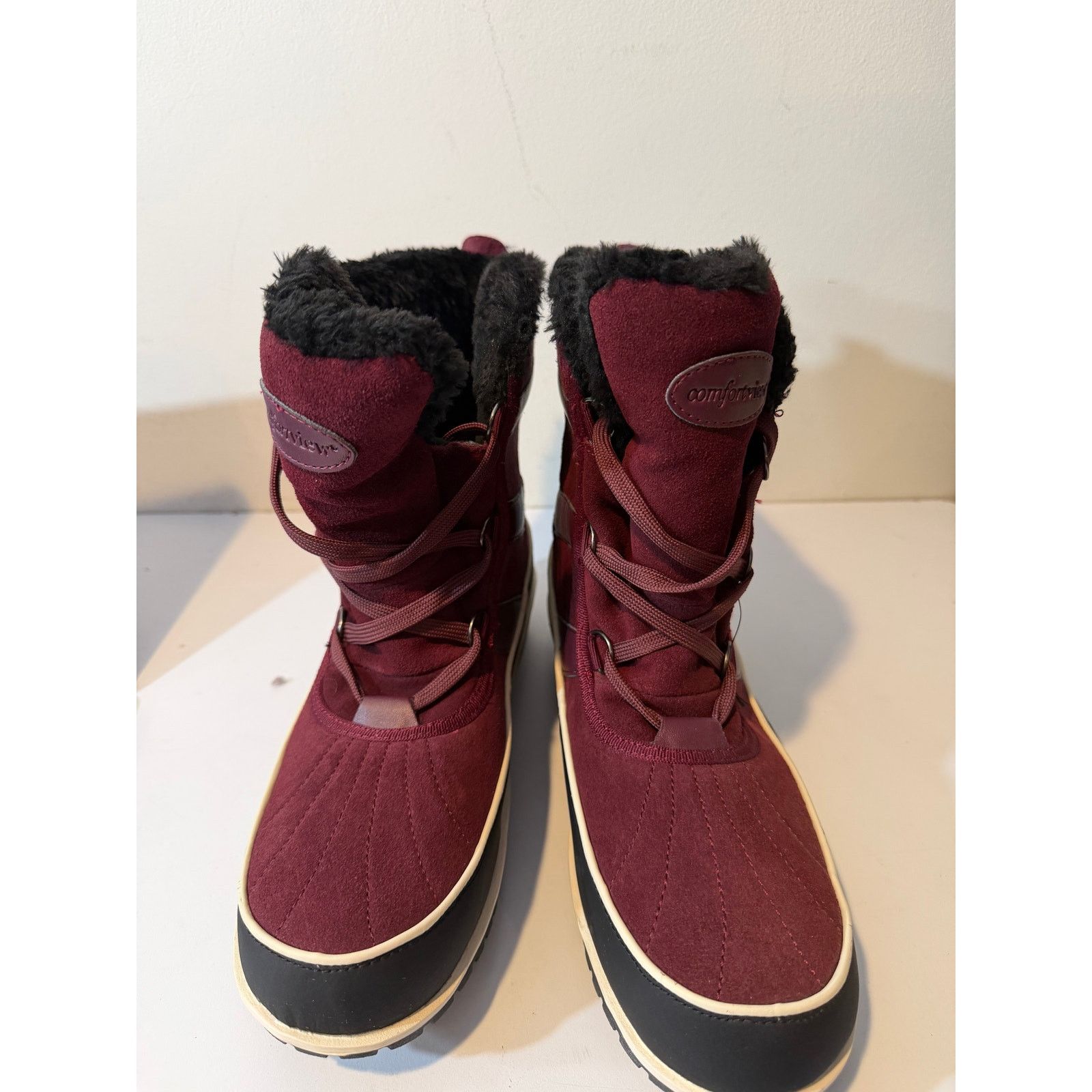 Other Comfortview Winter black & red Plaid Leather Boots Sz 12M Size US 12 / IT 42 - 1 Thumbnail