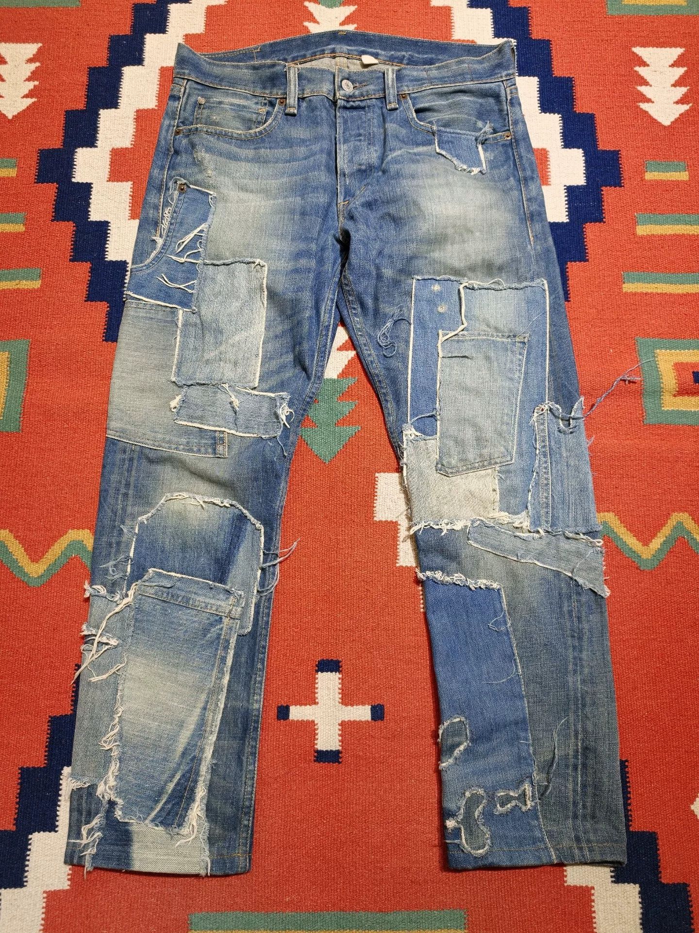RRL Ralph Lauren RRL Ralph Lauren Patchwork Denim Jeans Size US 33 - 1 Thumbnail