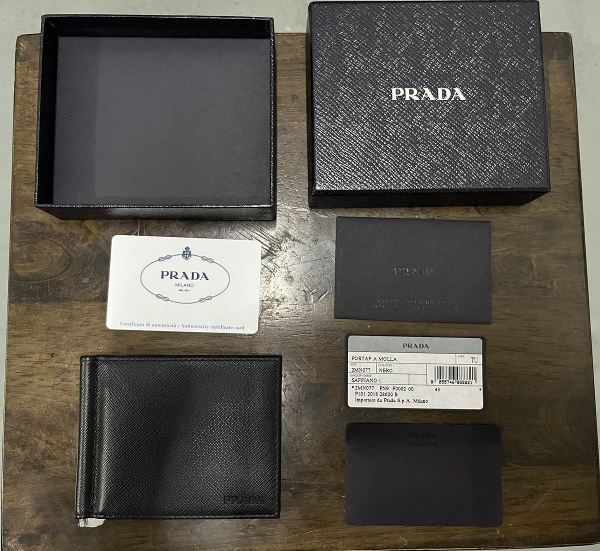 Prada Prada Black Saffiano Leather Money Clip Bifold Wallet Size ONE SIZE - 3 Thumbnail