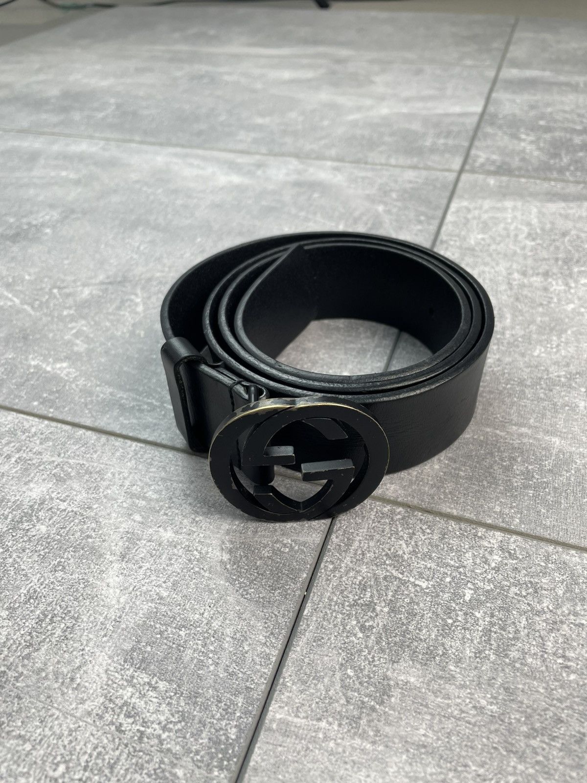 Gucci Gucci GG Leather Belt Black Size ONE SIZE - 3 Thumbnail