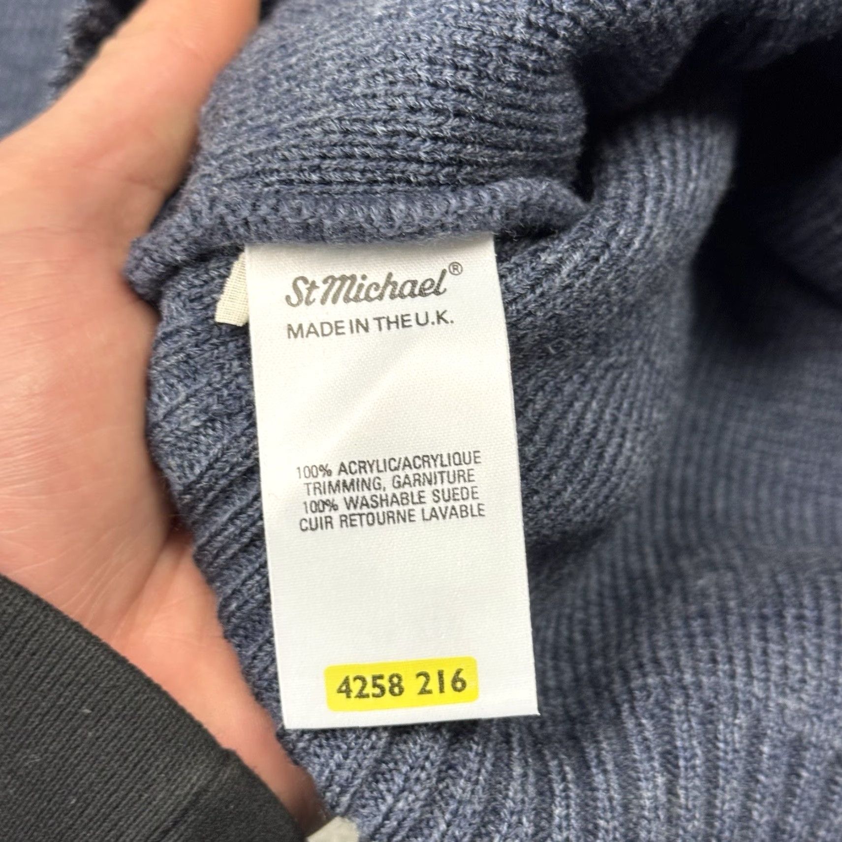 Marks & Spencer VINTAGE Marks and Spencer Blue Sweater Jacket Cardigan Men’s L Full Zip Collared Wool Blend Size US L / EU 52-54 / 3 - 4 Thumbnail