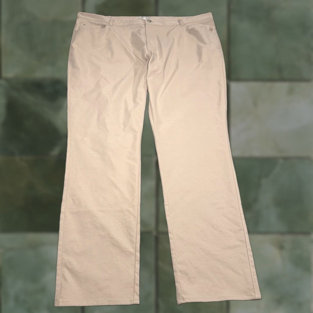 Peter Millar Pants Mens 44x33.5 Khaki Chino Flat Front Straight Leg Modern Lightweight Quick Dry Moisture Wicking Casual Workwear Golf Preppy Mens