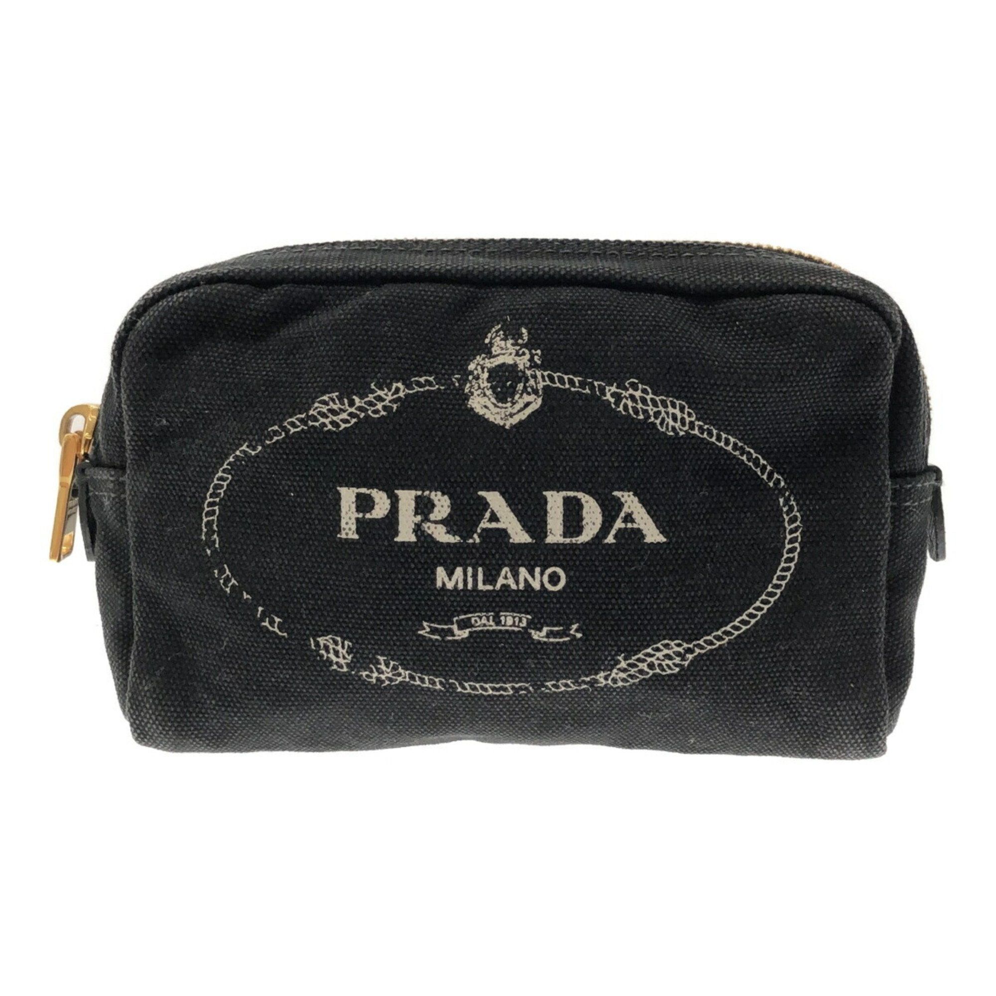 image of Prada Pouch Canvas Black Cosmetic Case Multi Ladies Men's It7Anipwustu Rm5193D