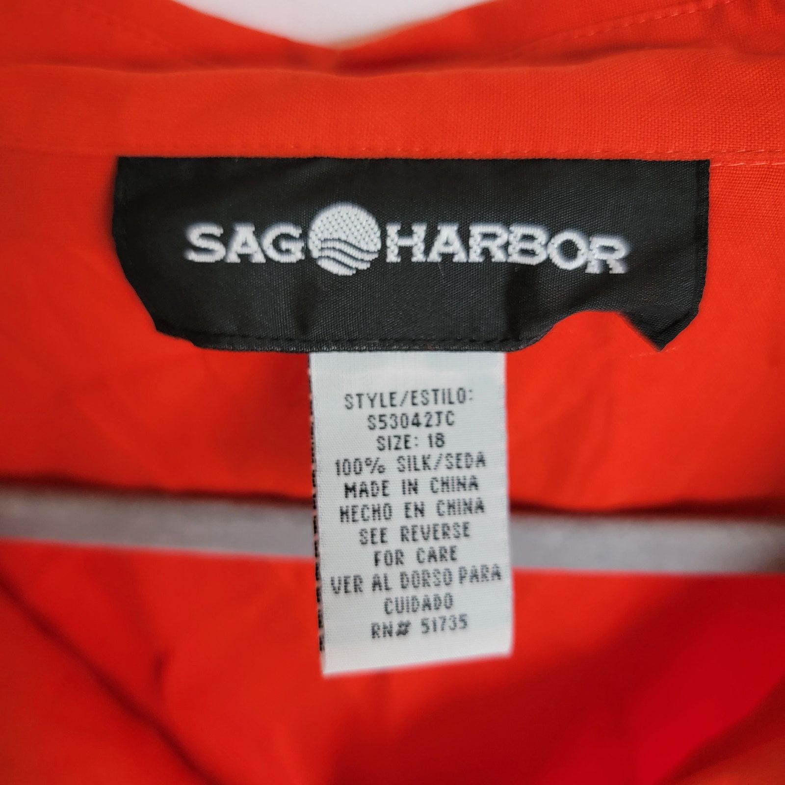 Other Y2K Gauva Red Orange 100% Silk Button-Up Shirt Size 18 Size XXL / US 16-18 / IT 52-54 - 2 Thumbnail