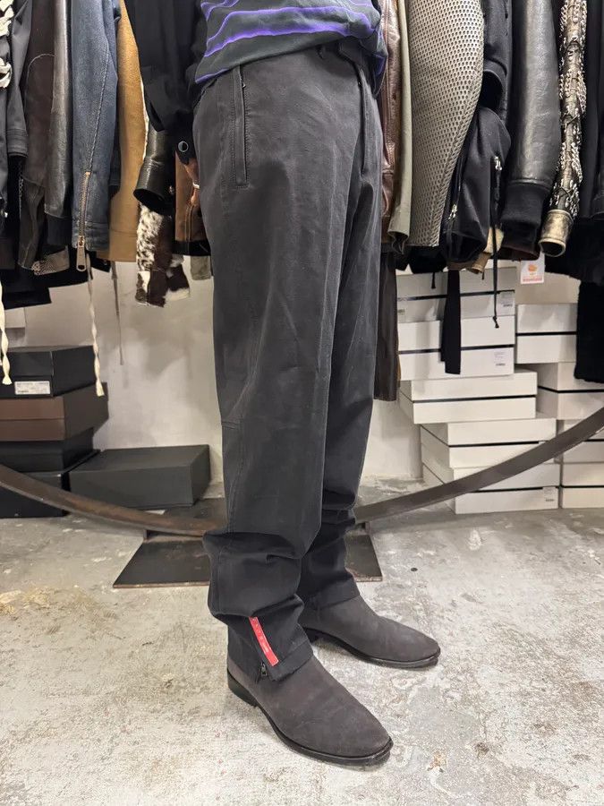 Designer × Prada × Vintage 2000s Prada Black Faded Linea Rossa Pants Size US 32 / EU 48 - 2 Thumbnail