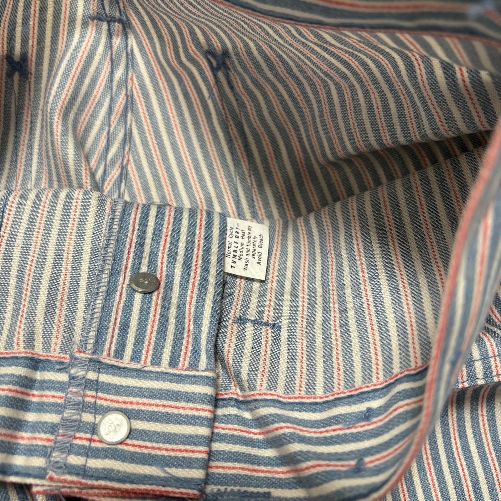 Lee Deadstock VTG 70s Lee Pinstripe Bell Bottom Pants Blue 29x34 Size 29" - 3 Thumbnail