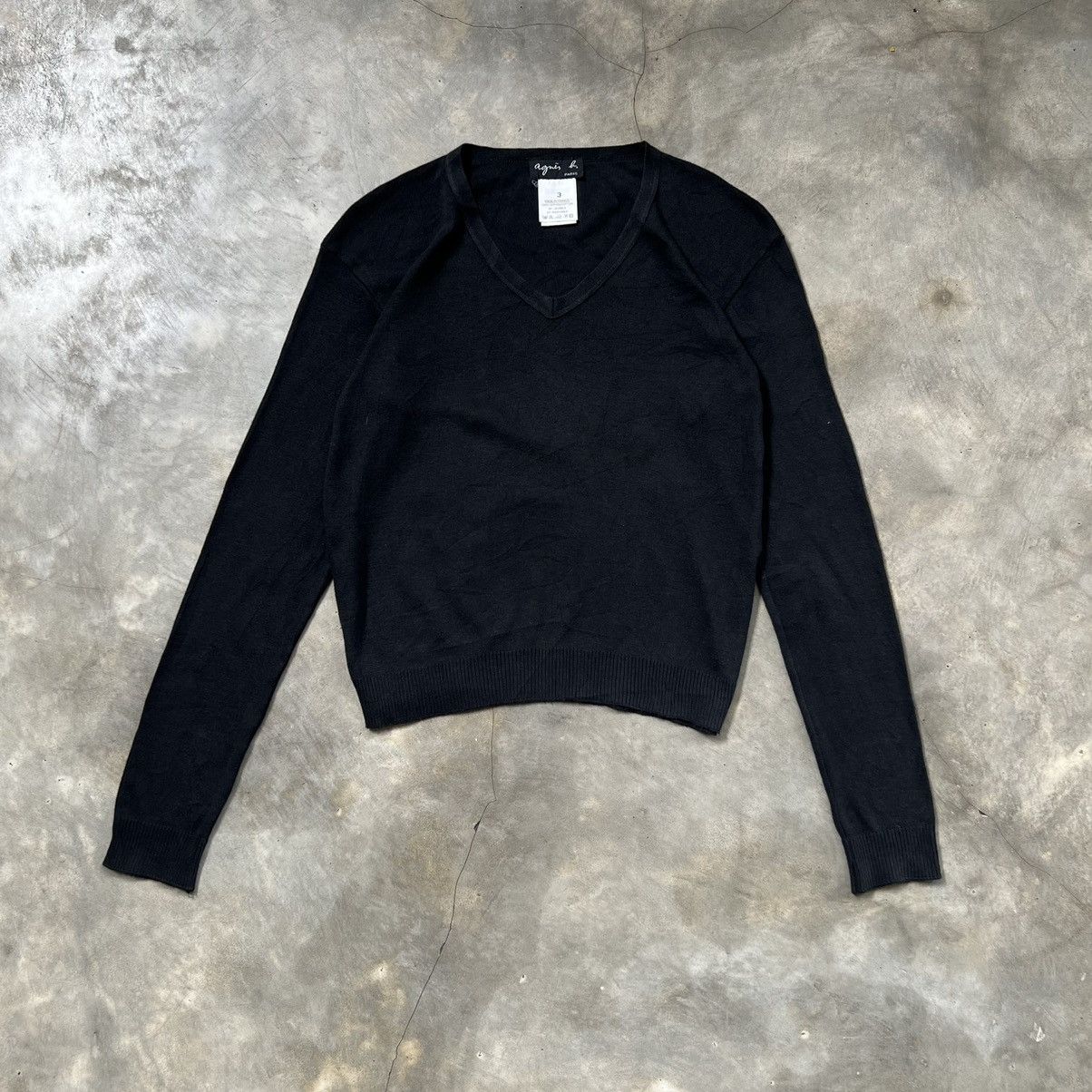 agnes b. Vintage Agnes B. Crop V Neck Knit Longsleeve Shirt Size M / US 6-8 / IT 42-44 - 1 Thumbnail