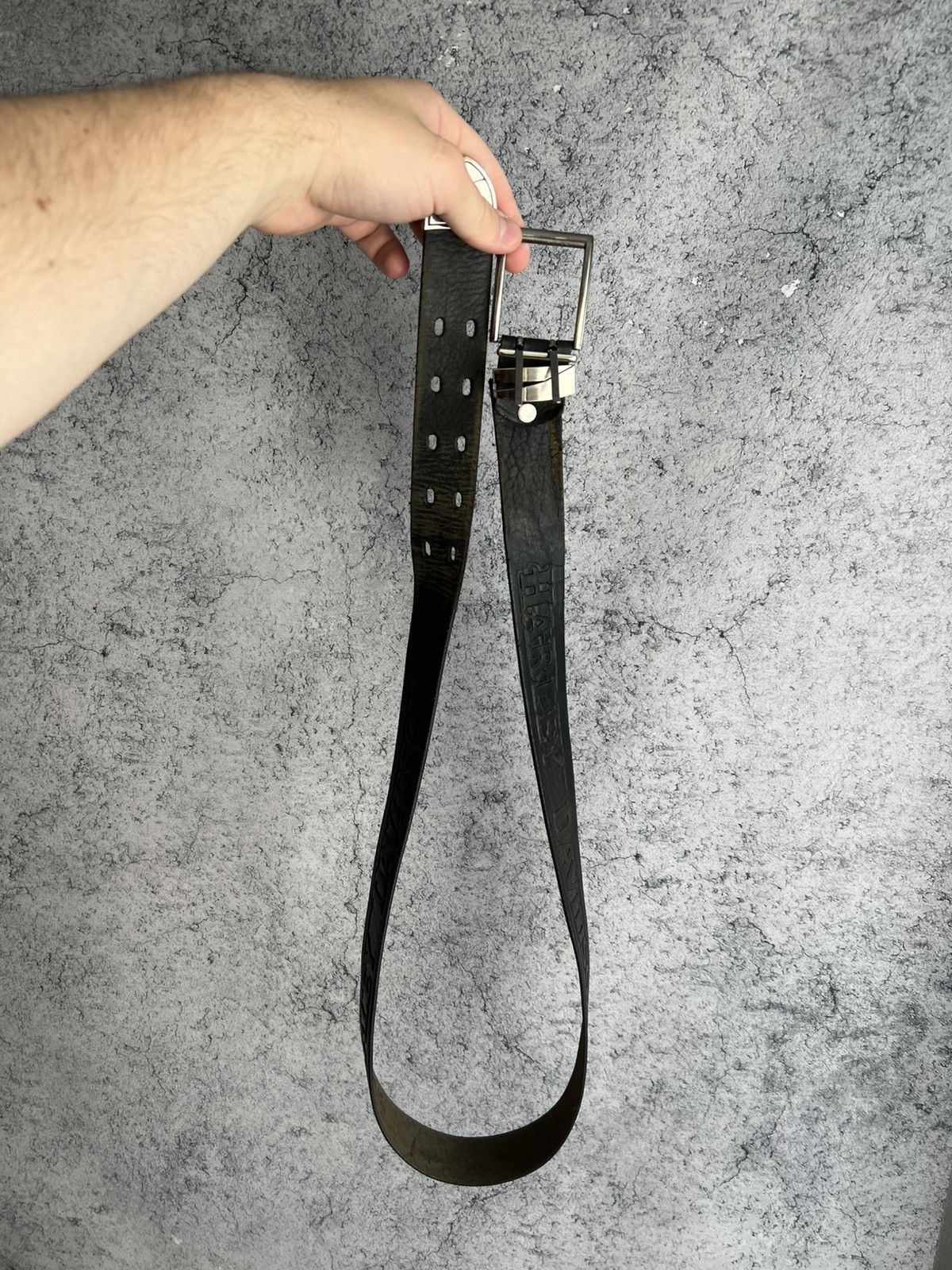Harley Davidson Vintage Harley Davidson Leather Belt 2000s Embossed Bikers Size 44 - 16 Thumbnail