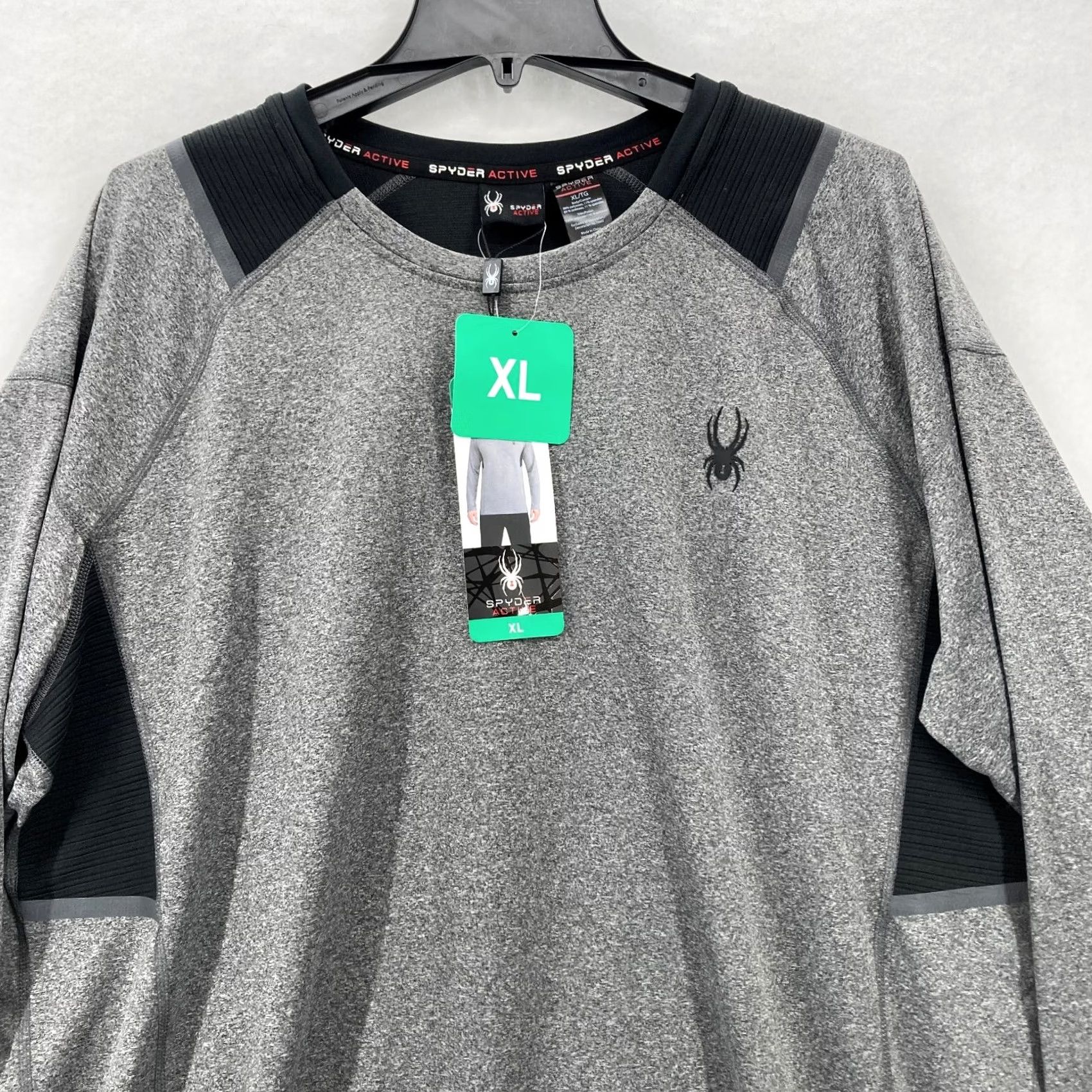 Spyder Spyder Active Proweb Long Sleeve Shirt Mens XL Gray Wicking Stretch Crew Neck Size US XL / EU 56 / 4 - 2 Thumbnail
