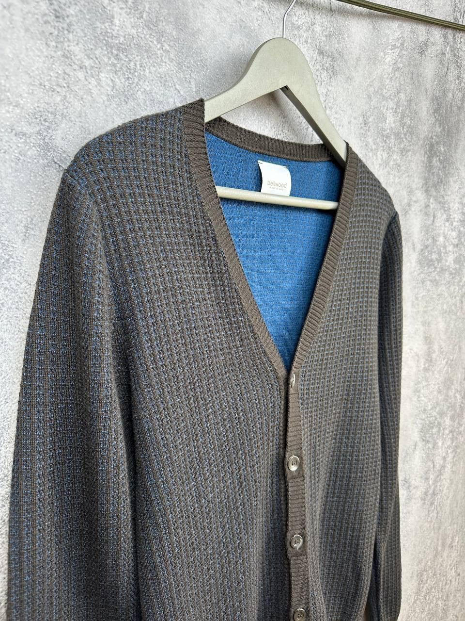 Bellwood Bellwood V-Neck Cardigan Wool Sweater Knit Brown Blue Italy Size US S / EU 44-46 / 1 - 3 Thumbnail